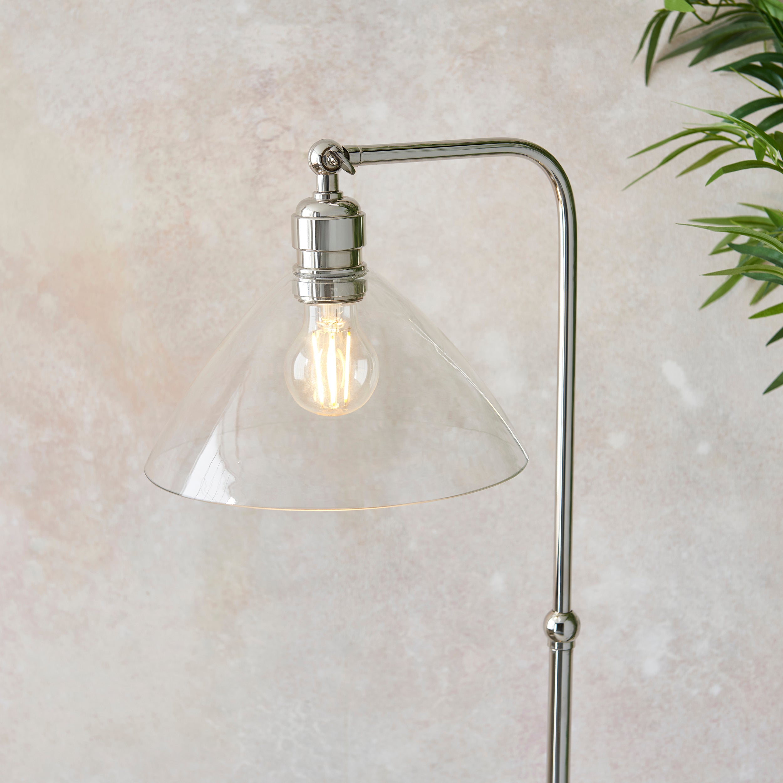Island Nickel & Clear Glass Art Deco Floor Lamp