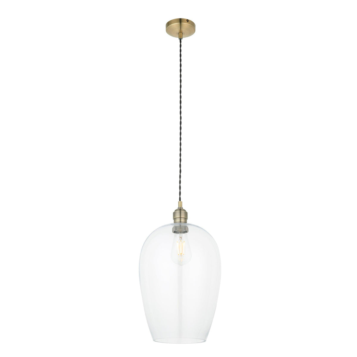 Island Large Brass & Glass Shade Art Deco Ceiling Pendant-OB-180926