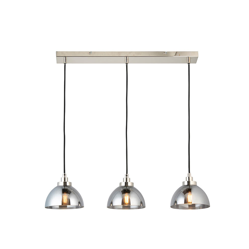 Caspa 3 Light Nickel Linear Pendant - Mirror Glass Shades 100047 by Endon Lighting