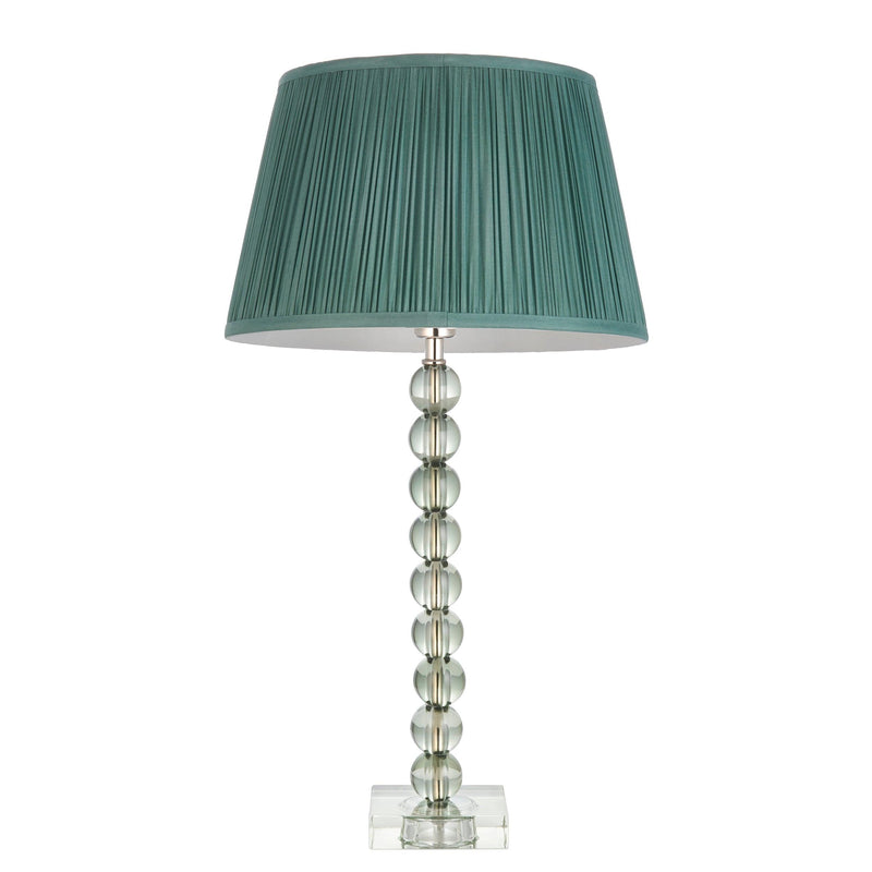 Adelie Green Crystal Glass Table Lamp With Fir 12" Shade-Endon Lighting-Living-Room-Tiffany Lighting Direct-[image-position]