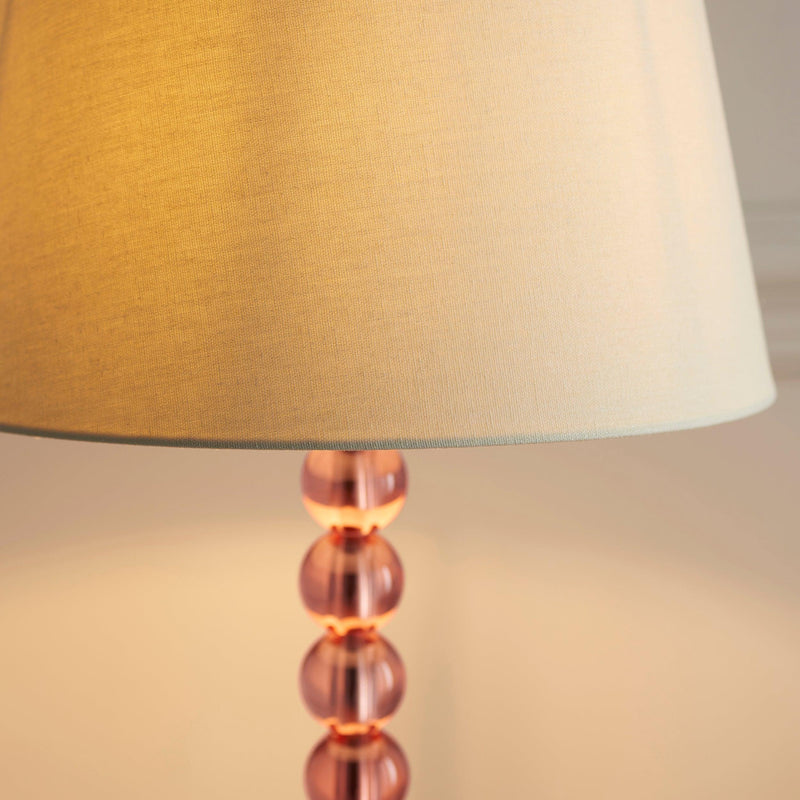 Adelie Blush Tinted Crystal Glass Table Lamp - Ivory Shade-Endon Lighting-Living-Room-Tiffany Lighting Direct-[image-position]