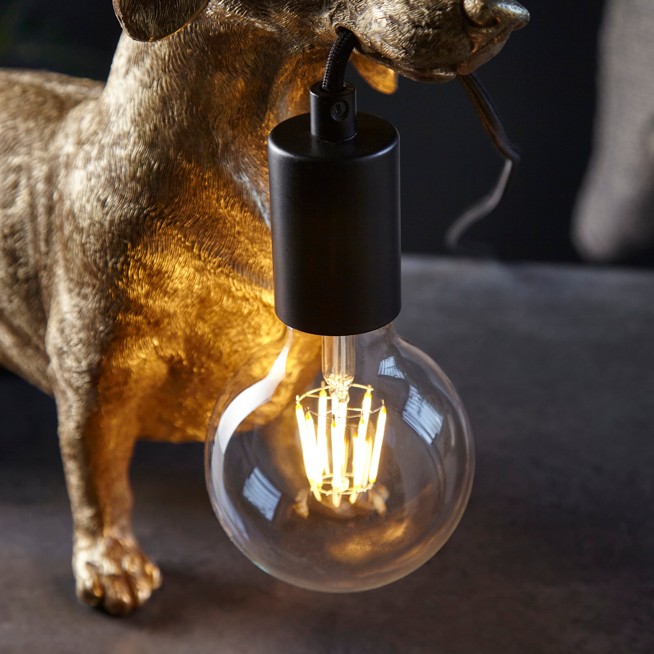 Dachshund Gold Dog Table Lamp