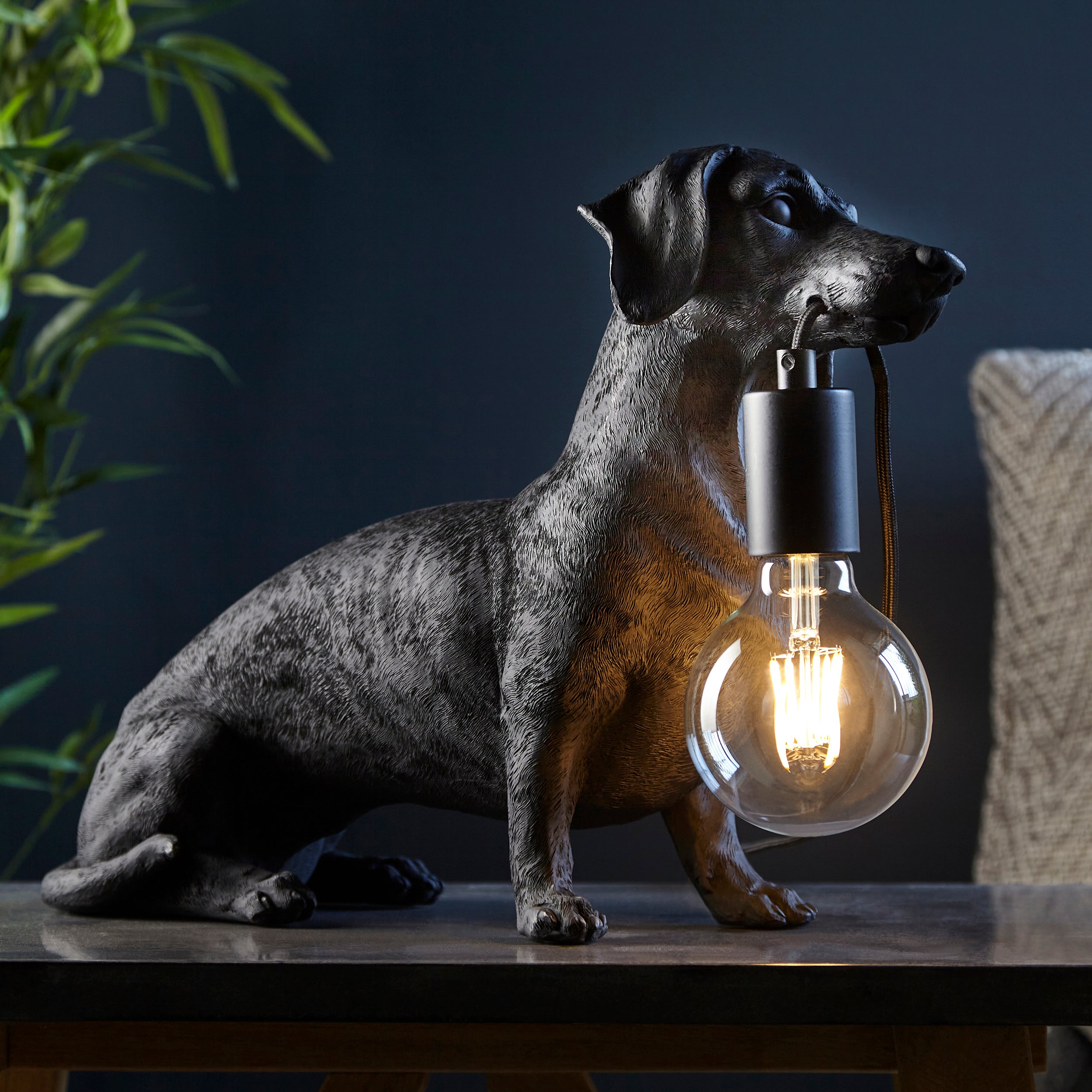 Dachshund Black Dog Table Lamp