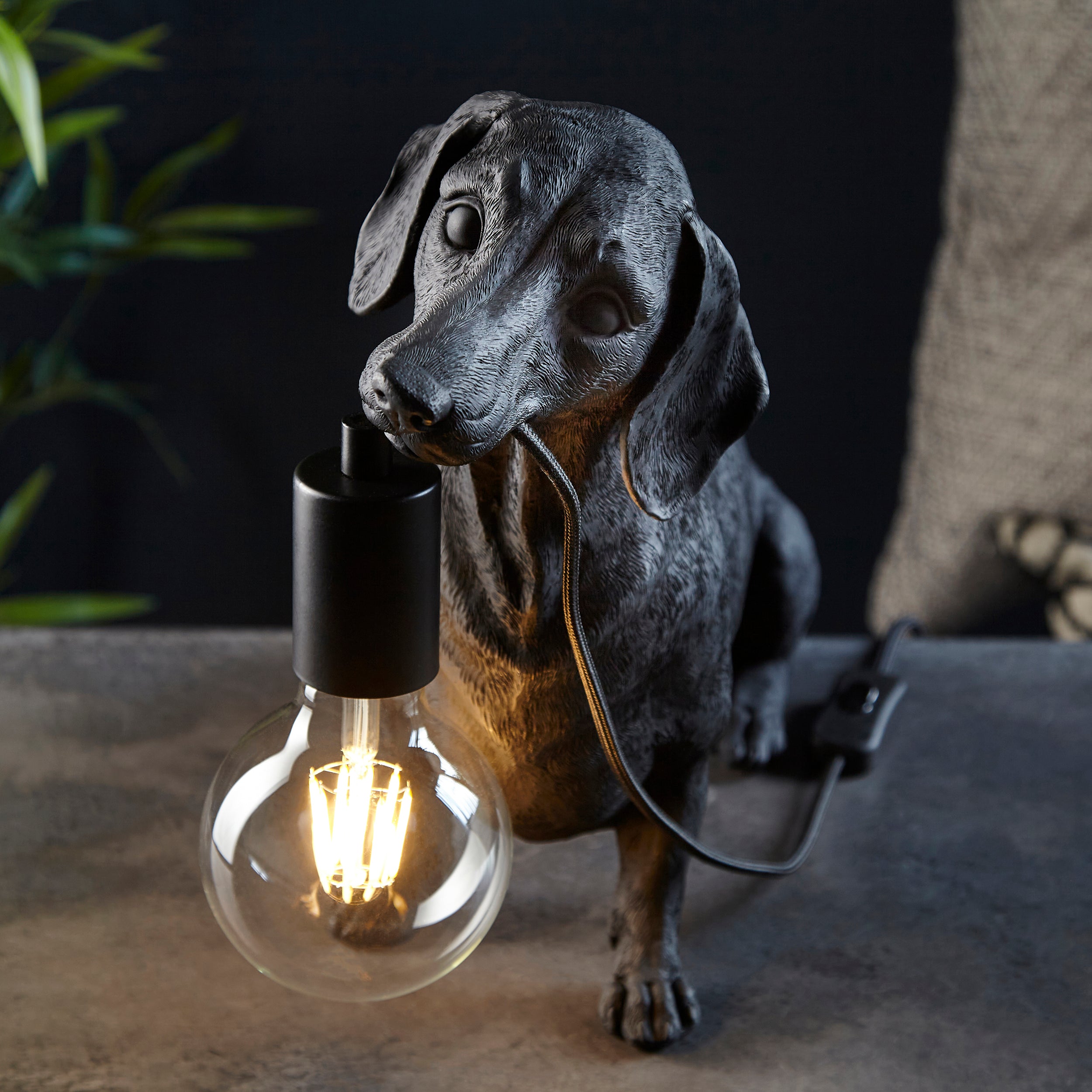 Dachshund Black Dog Table Lamp