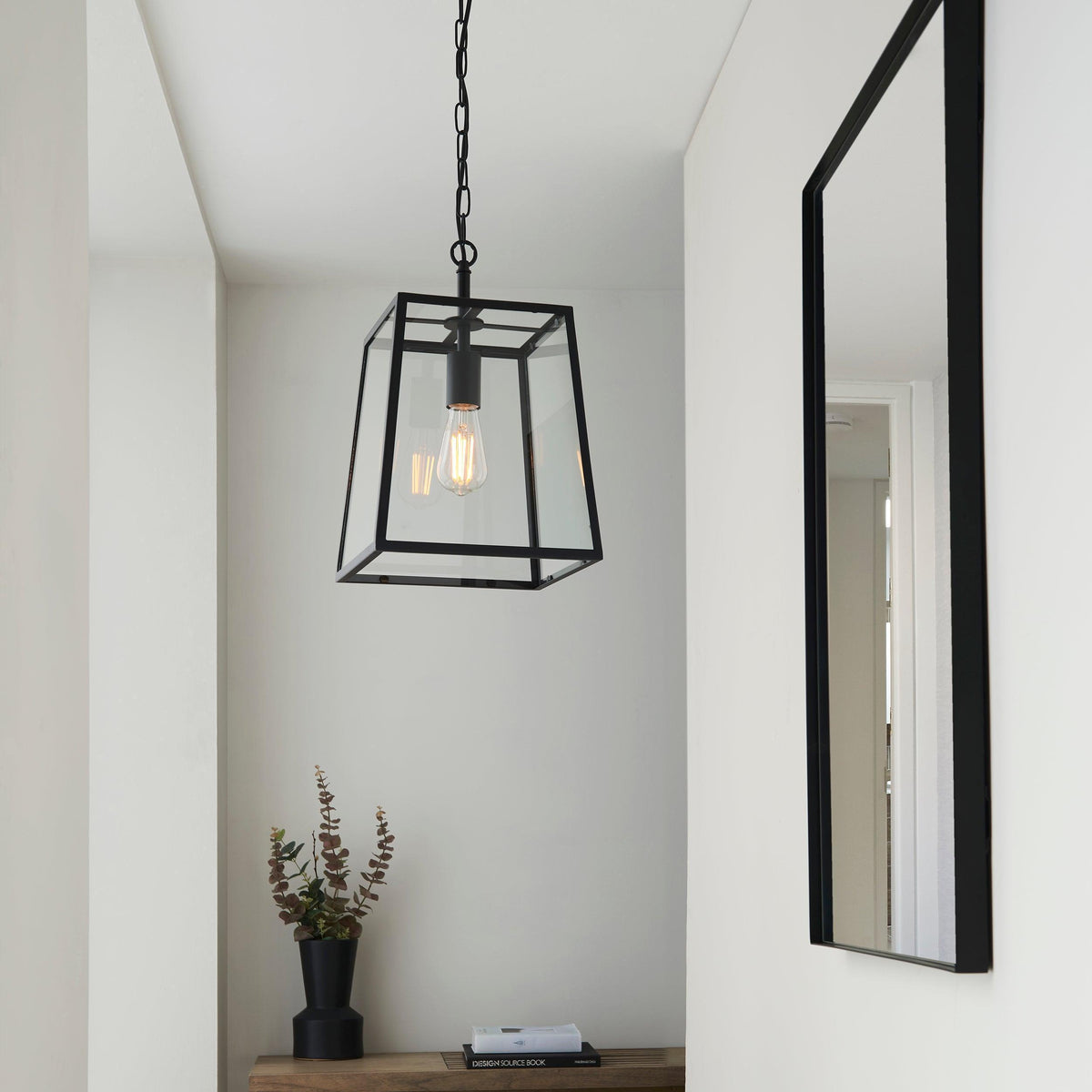 Hurst 1 Light Black Framed Clear Glass Ceiling Pendant-warehouse-180926