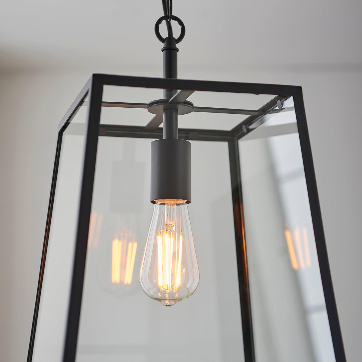 Hurst 1 Light Black Framed Clear Glass Ceiling Pendant-warehouse-180926
