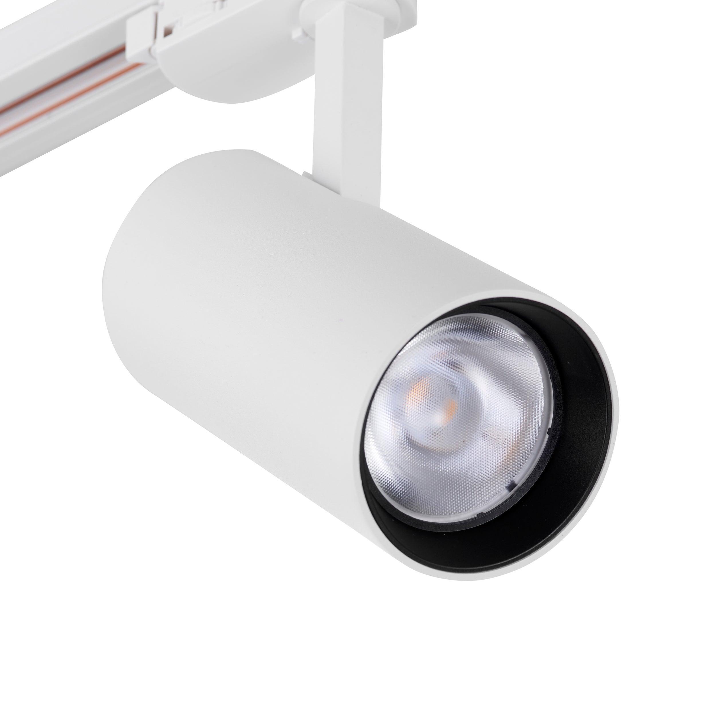 coltled 23w track head 3000k matt white warm whiteby Saxby Lighting, close up image
