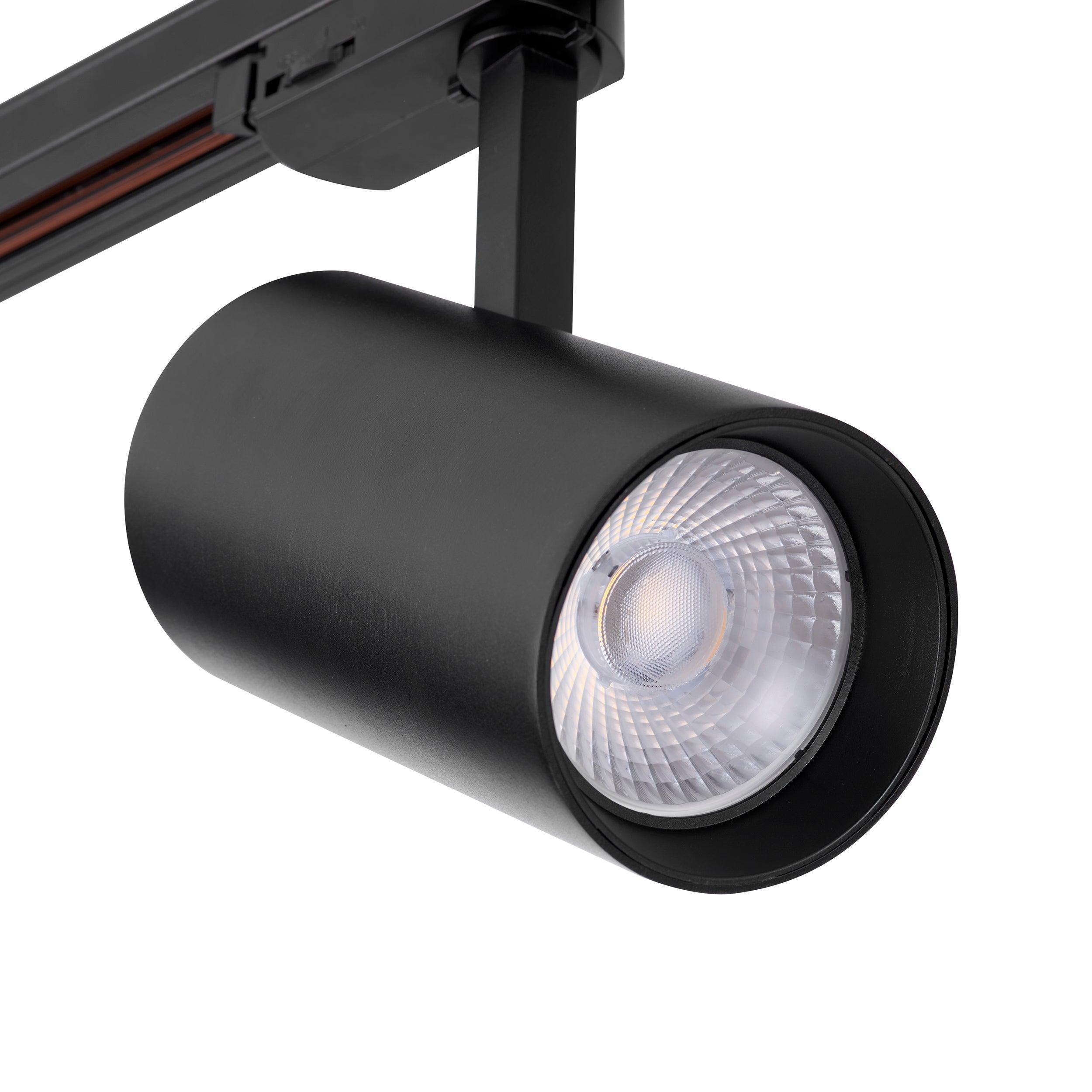 coltled 34w track head 3000k matt black warm whiteby Saxby Lighting, close up image