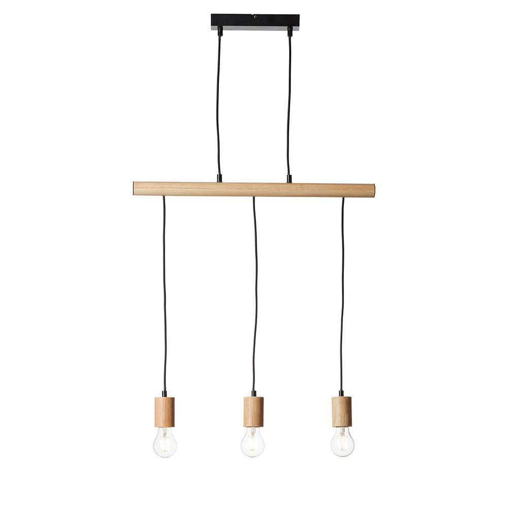 Sven 3 Light Wooden Linear Pendant 101678 by Endon Lighting
