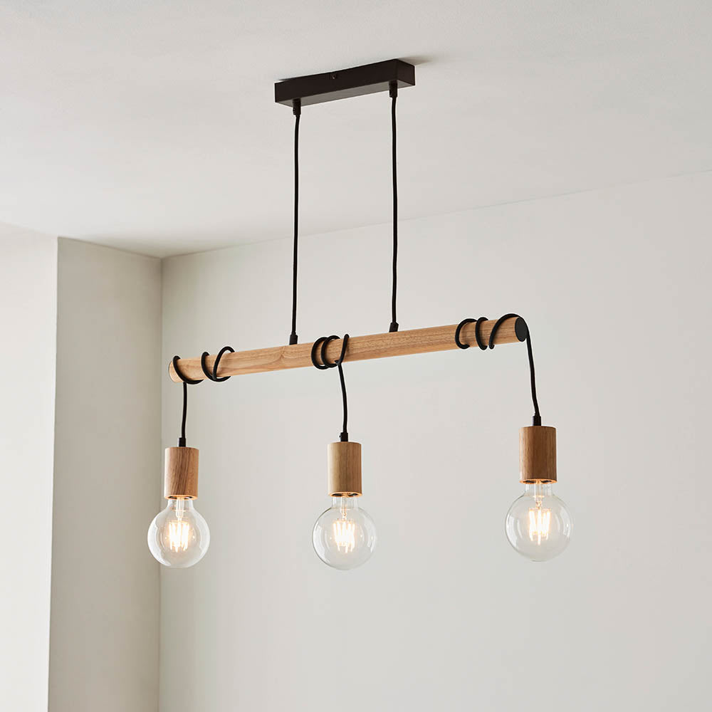 Sven 3 Light Wooden Linear Pendant