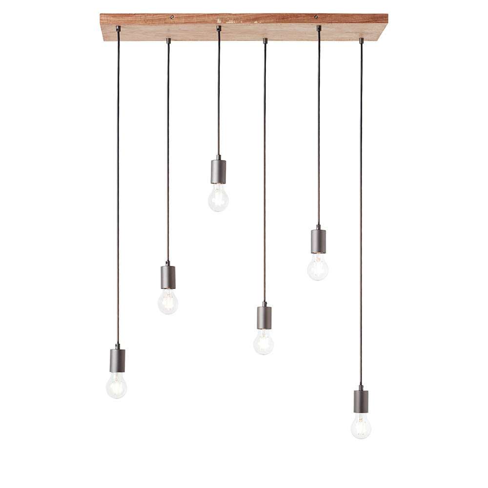 Stellan 6 Light Wood & Anthracite Linear Pendant 101684 by Endon Lighting