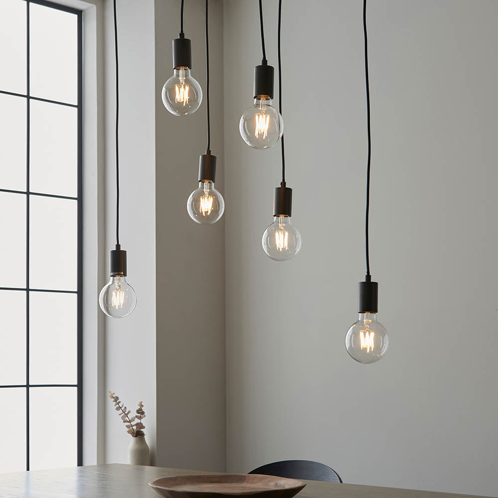 Stellan 6 Light Wood & Anthracite Linear Pendant