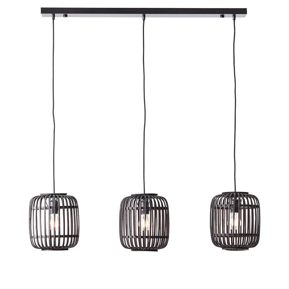 Mathias Black Bamboo 3 Light Linear Pendant 101698 by Endon Lighting