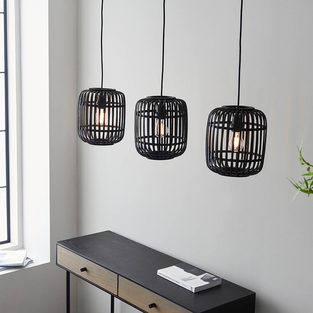 Mathias Black Bamboo 3 Light Linear Pendant