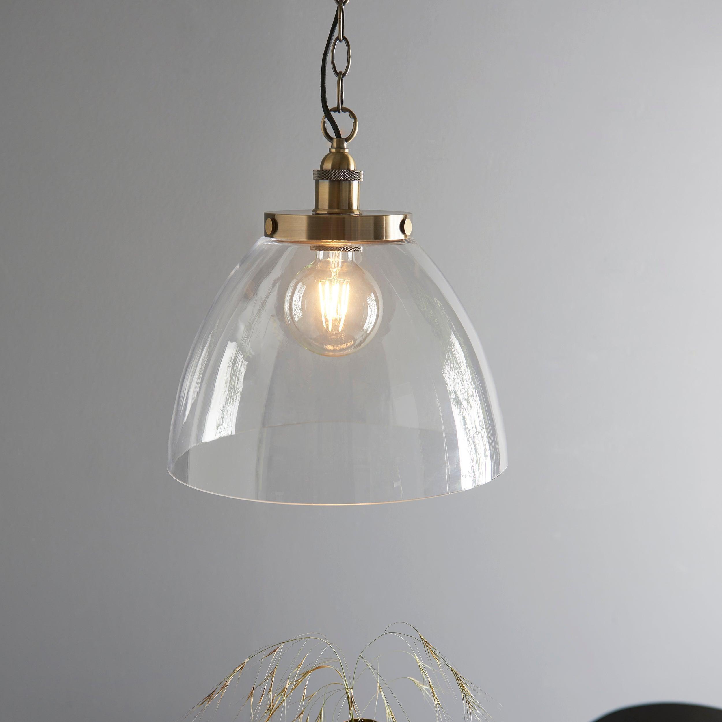 Hansen Grand Brass Pendant Ceiling Light_lit