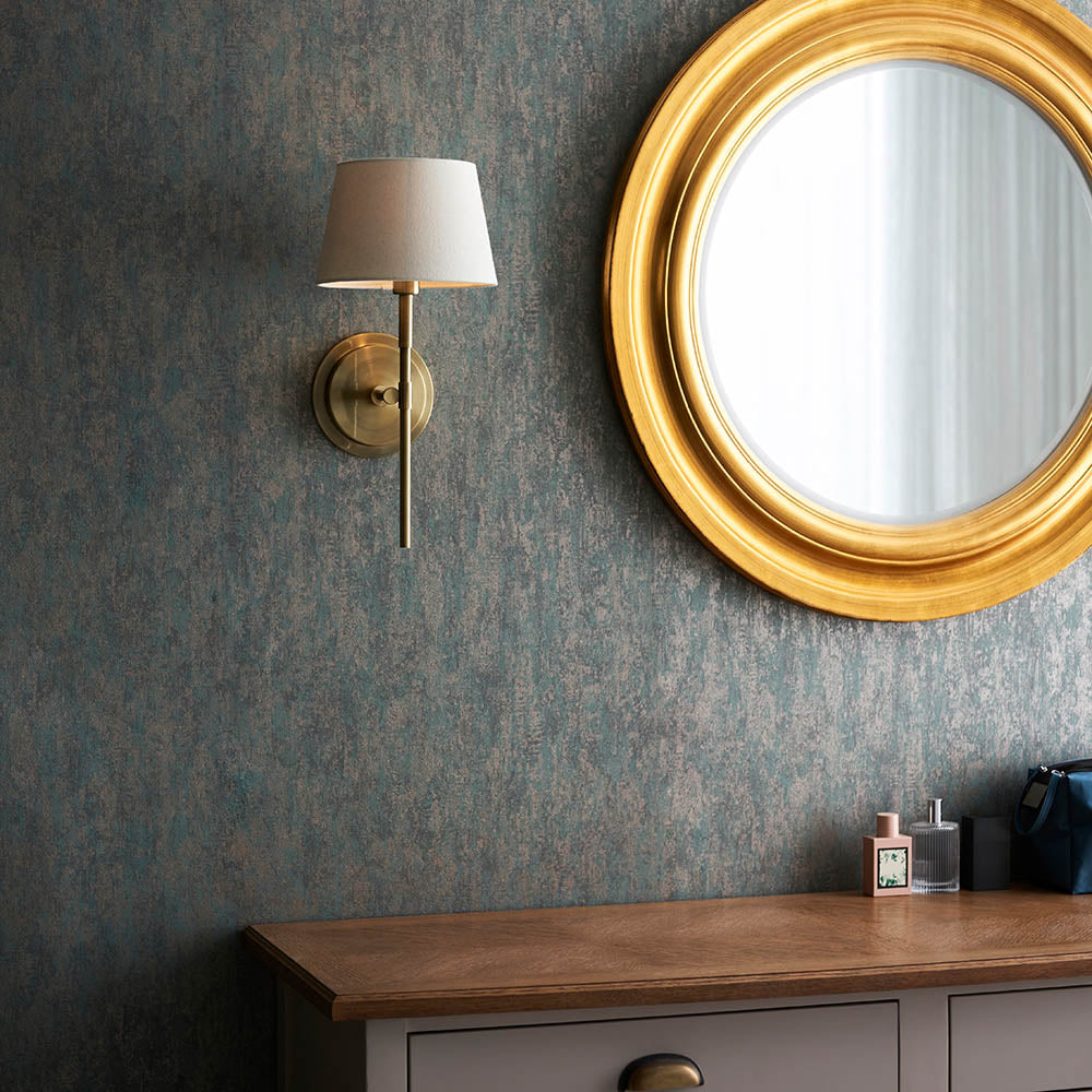 Rennes Brass Wall Light & Ivory 8" Cici Shade