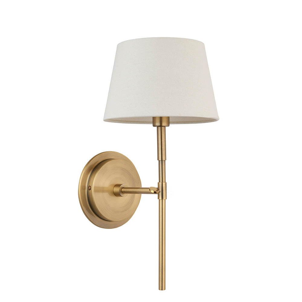 Rennes Brass Wall Light & Ivory 8" Cici Shade