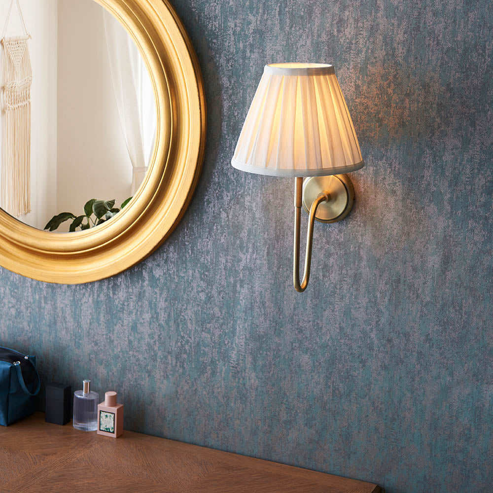 Rouen Brass Wall Light & Carla 10" Ivory Shade