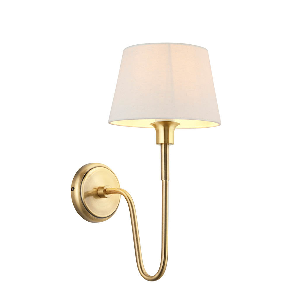 Rouen Brass Wall Light & Cici 8" Ivory Shade 103362 by Endon Lighting