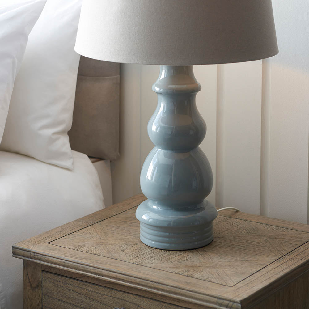 Provence Ceramic Grey Table Lamp - Cici Linen Shade
