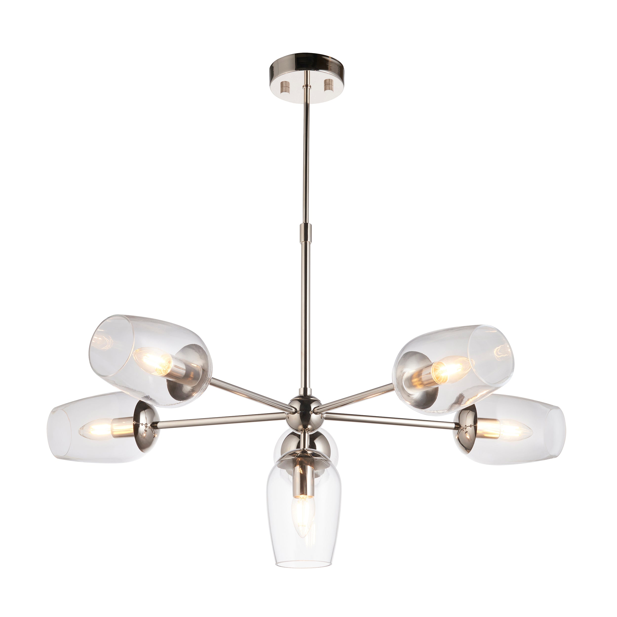Maeve 6 Light Nickel Pendant - Glass Shades 104095 by Endon Lighting