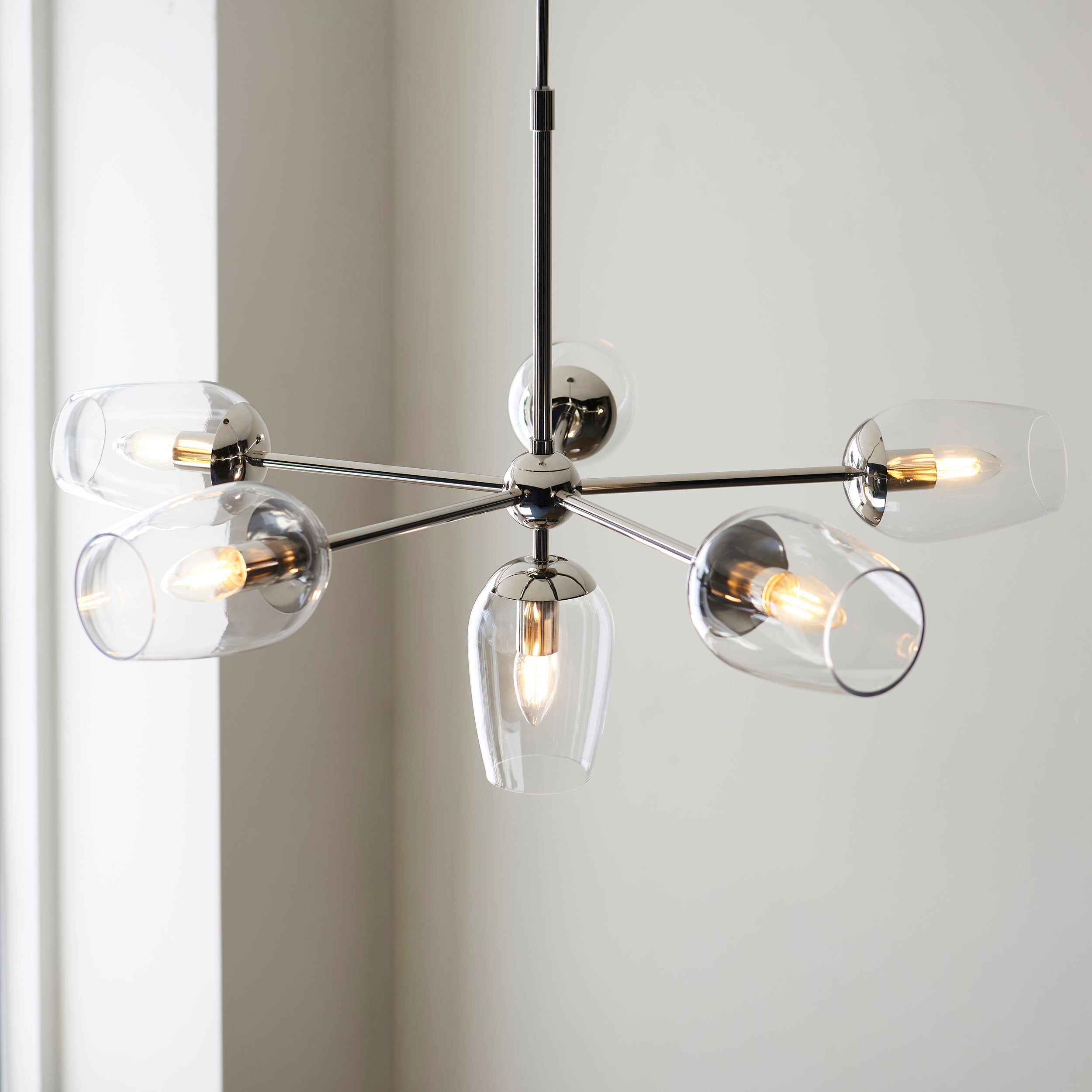 Maeve 6 Light Nickel Pendant - Glass Shades
