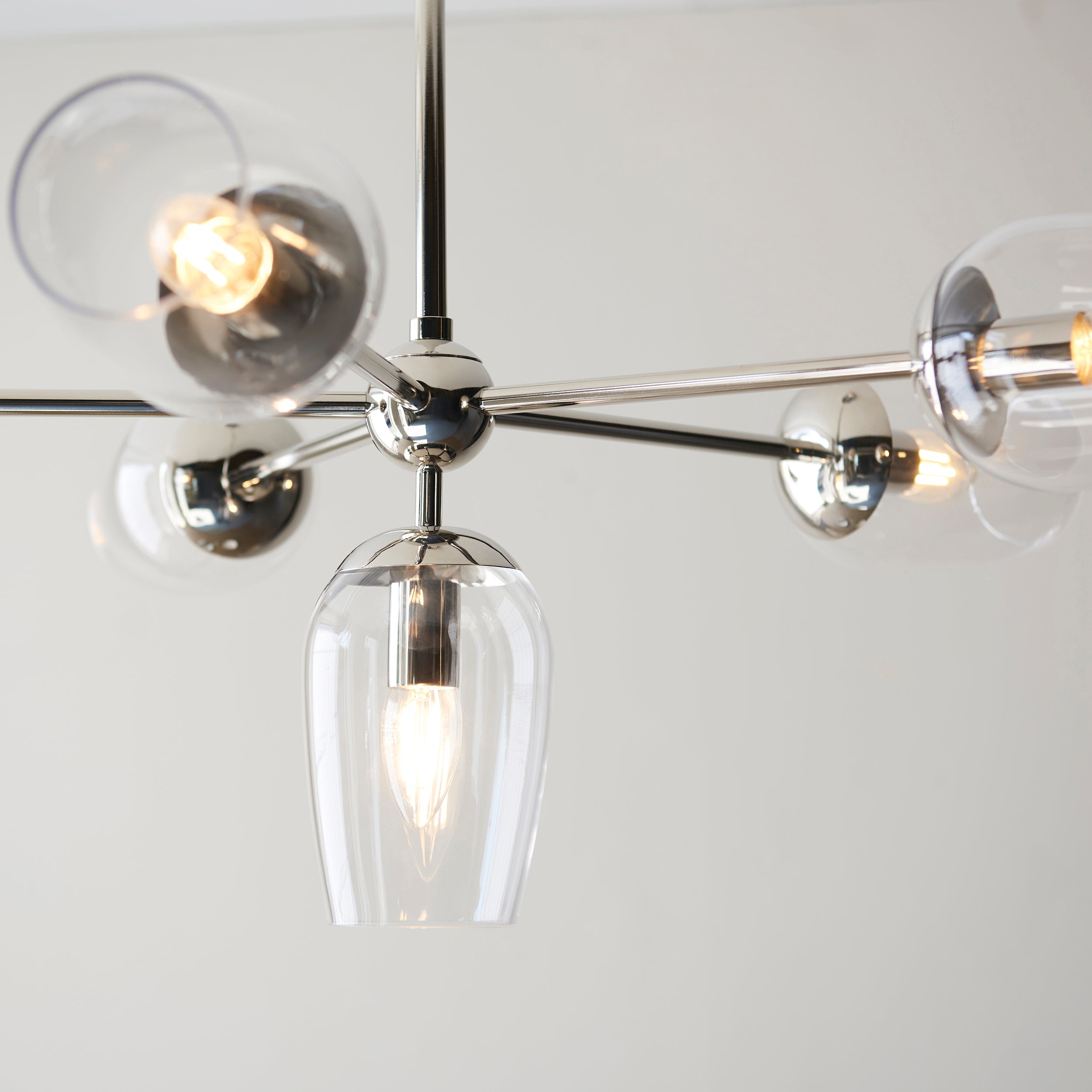 Maeve 6 Light Nickel Pendant - Glass Shades