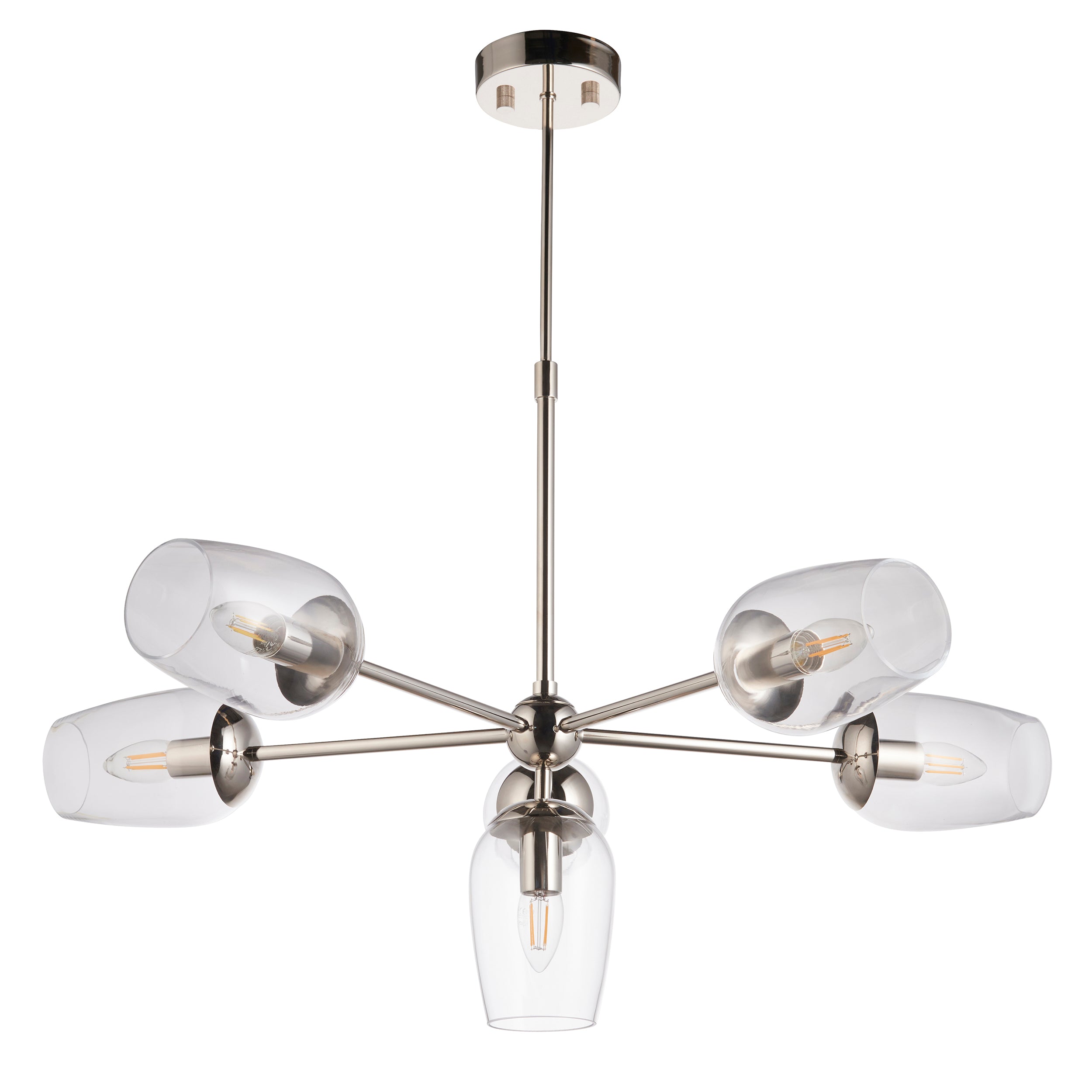 Maeve 6 Light Nickel Pendant - Glass Shades