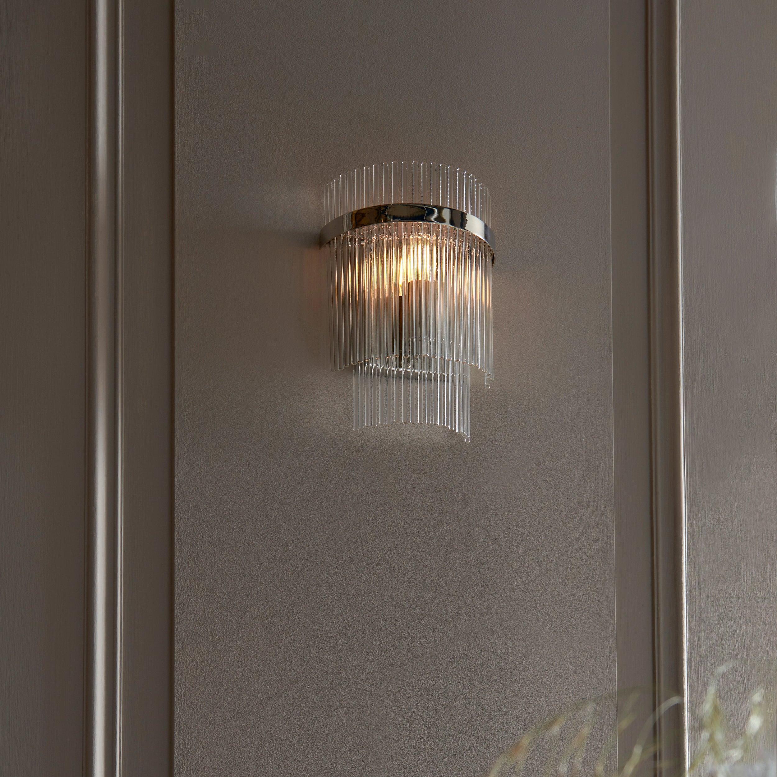 Marietta Nickel Wall Light - Glass Rod Shade-warehouse-clearance-020426