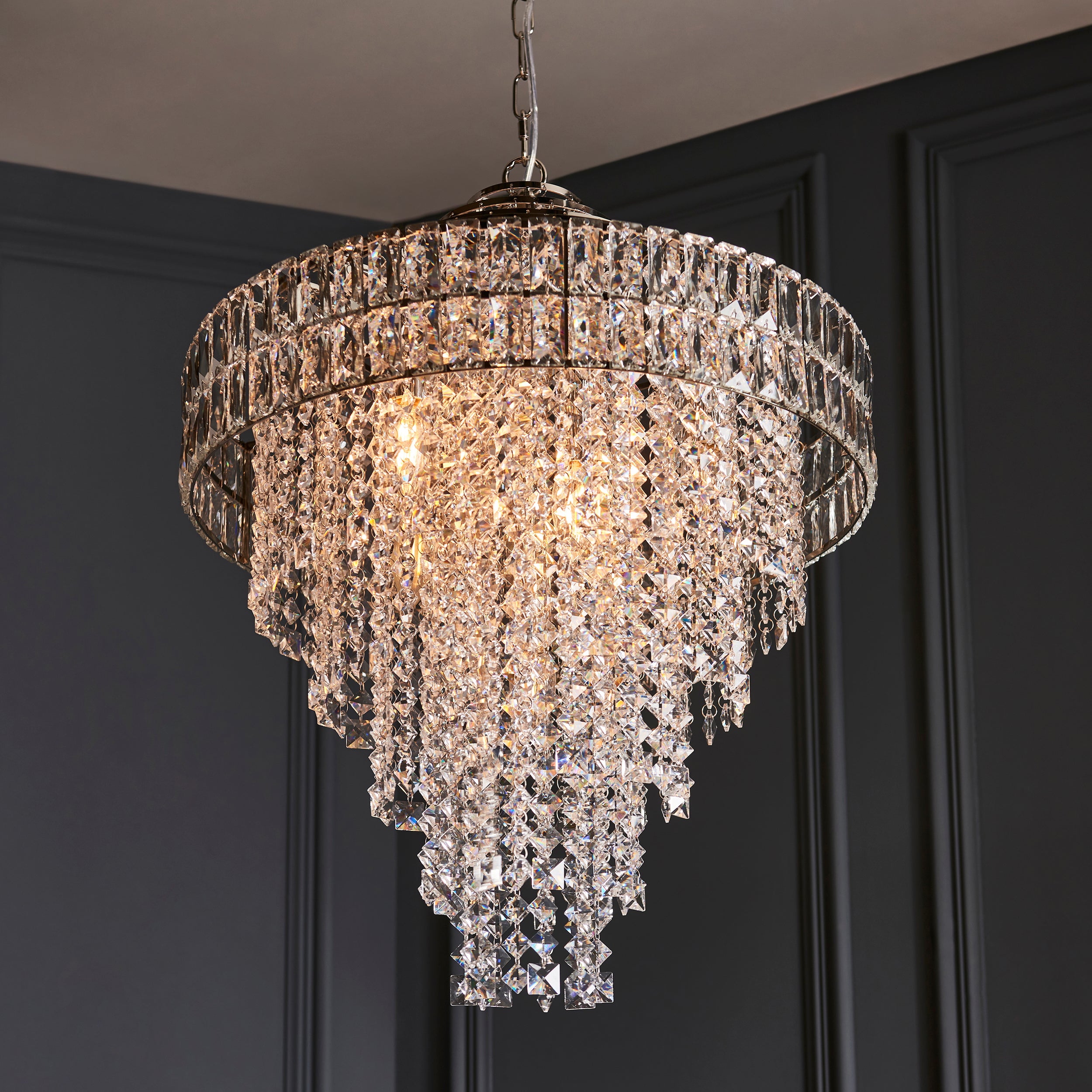 Beatrice 7 Light Crystal Glass & Chrome Pendant