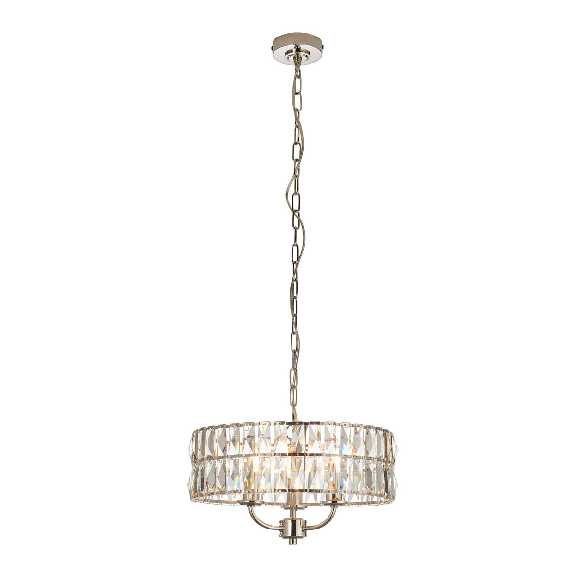 Clifton 3 Light Nickel & Clear Cut Glass Pendant-OB-180926
