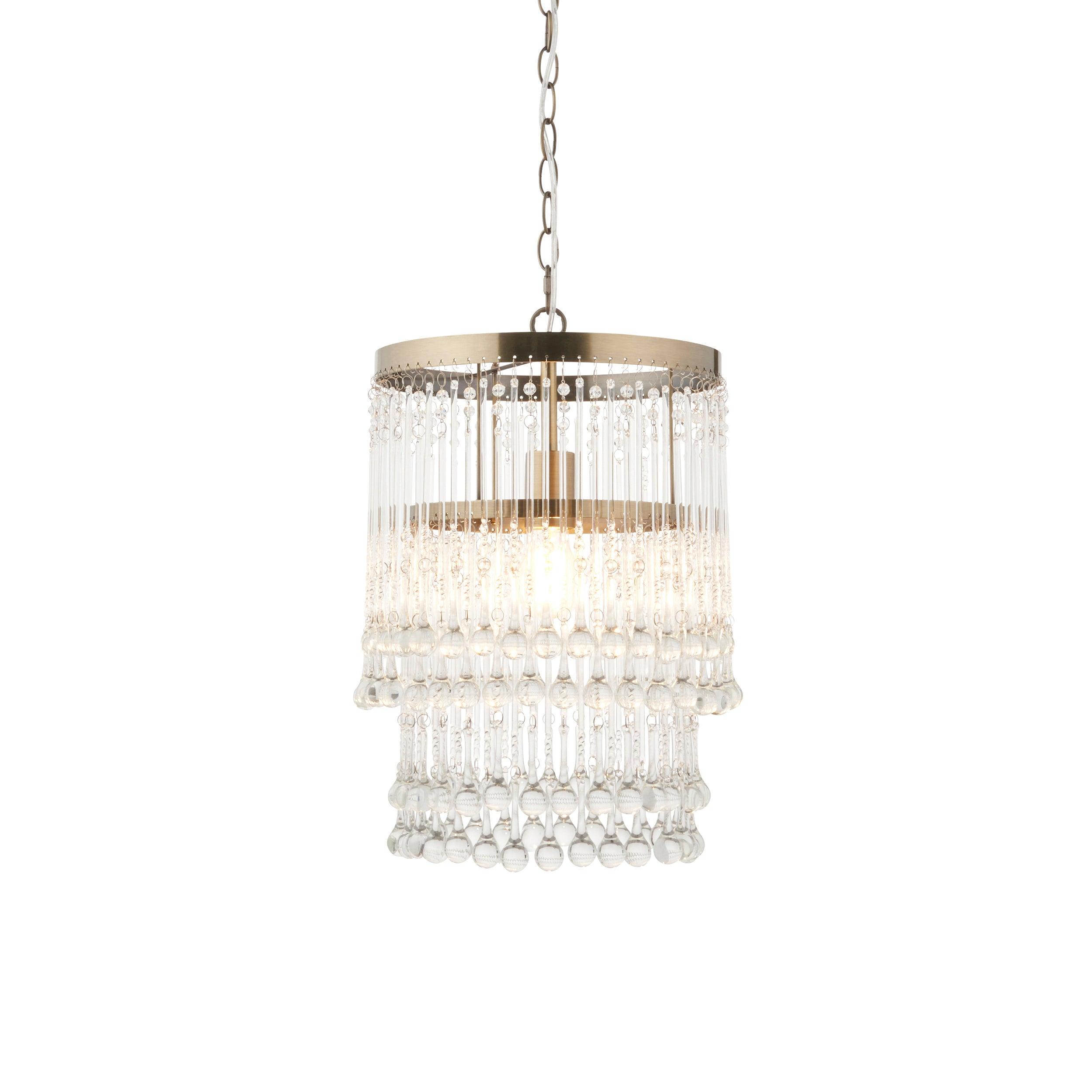 Genevieve Brass and Clear Glass Droplet Ceiling Pendant