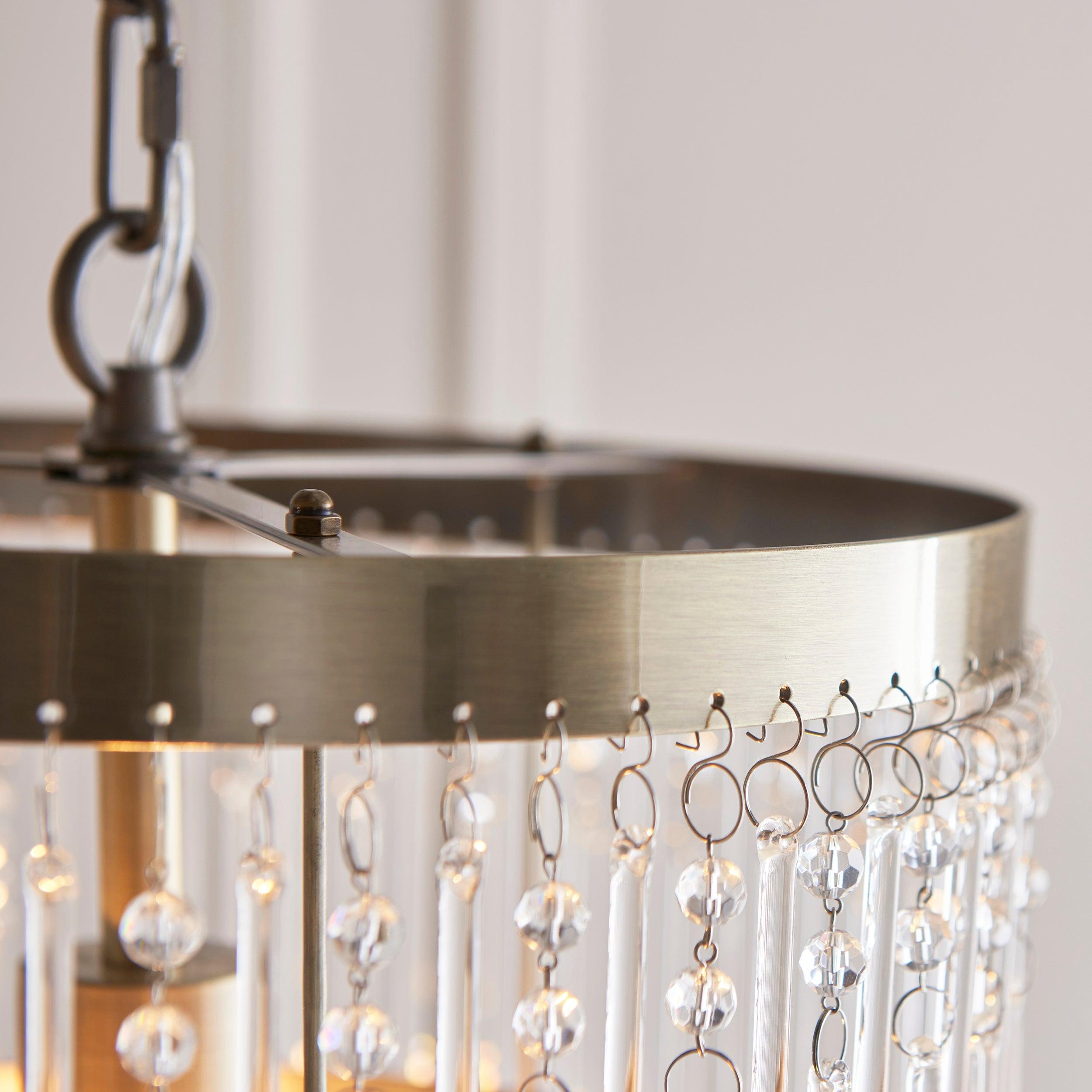 Genevieve Brass and Clear Glass Droplet Ceiling Pendant