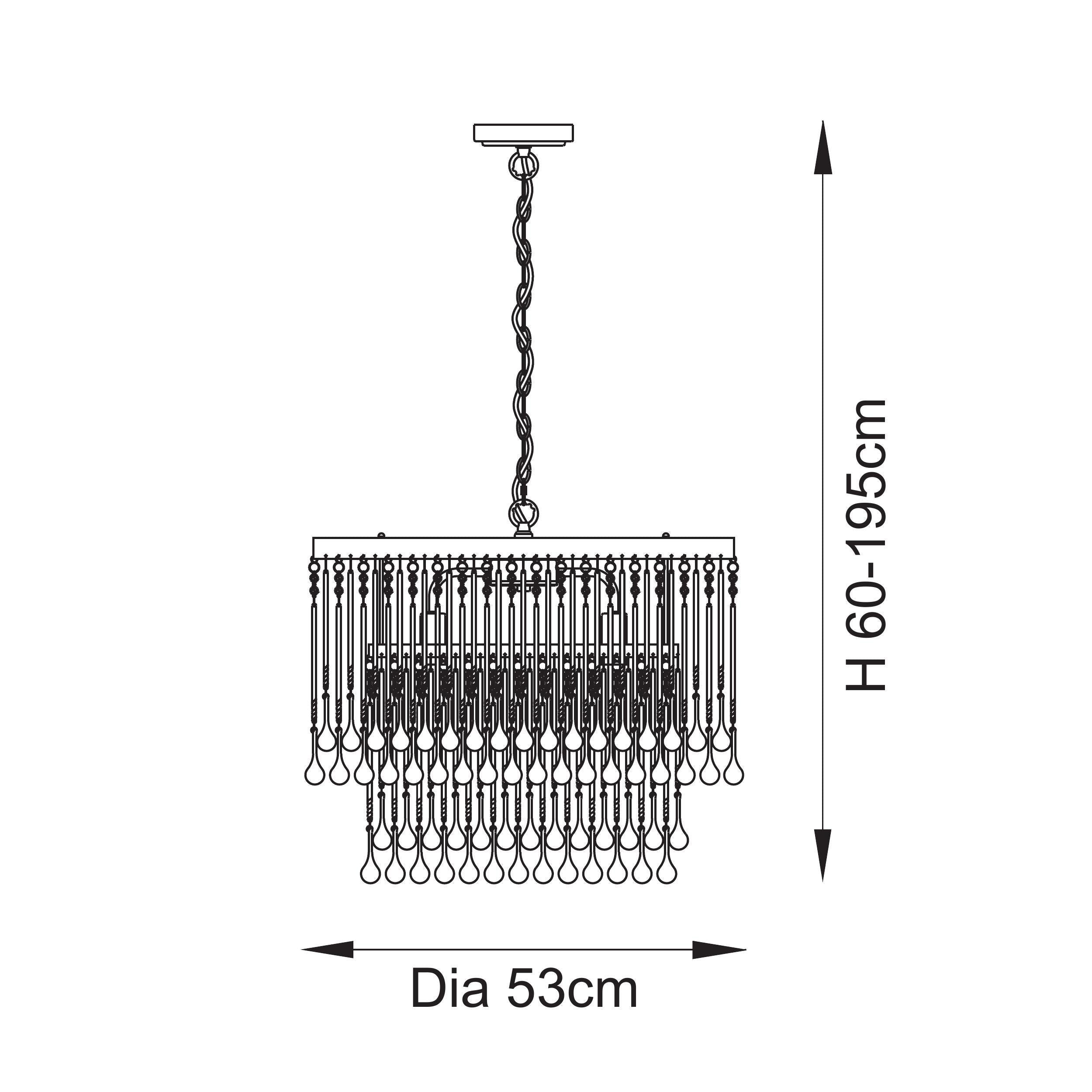 Genevieve 5 Light Brass and Clear Glass Droplet Chandelier