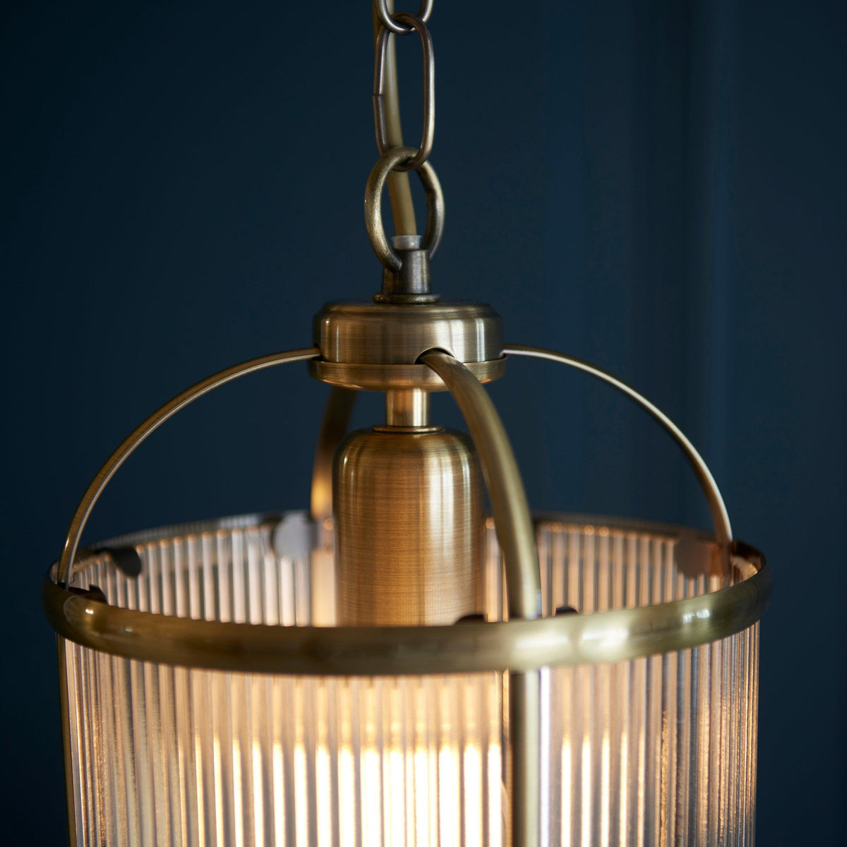 Lambeth Brass & Ribbed Glass Ceiling Pendant-warehouse-180926