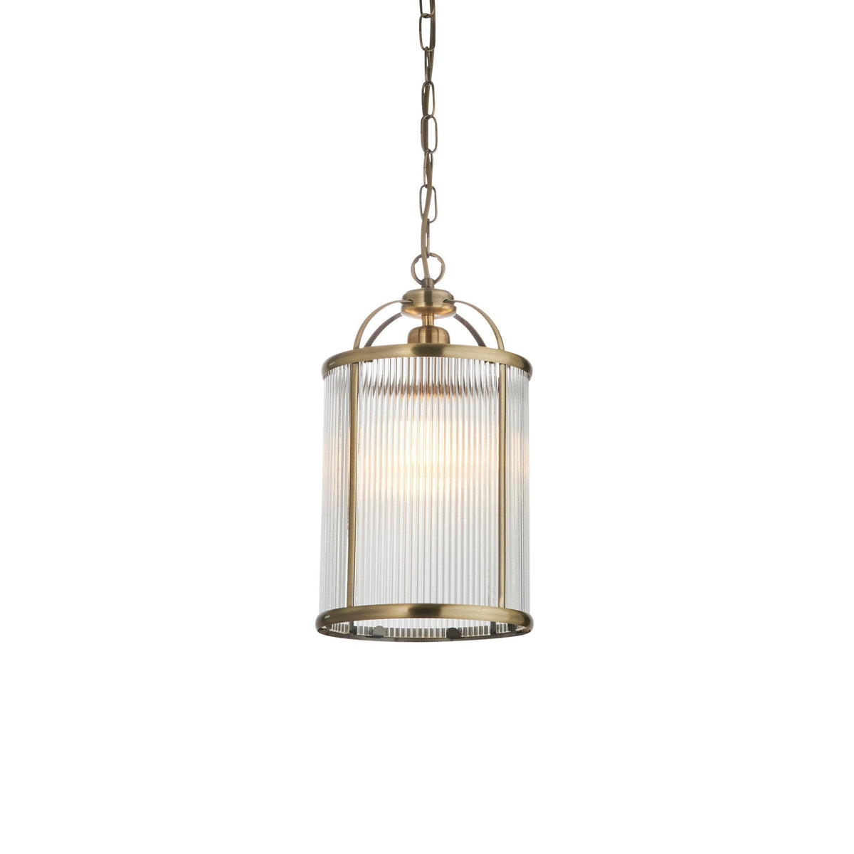 Lambeth Brass & Ribbed Glass Ceiling Pendant-warehouse-180926