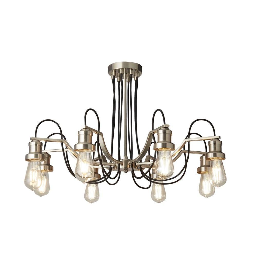 Olivia 8 Light Black Braided Cable & Silver Ceiling Pendant-OPEN-BOX-01-04-26
