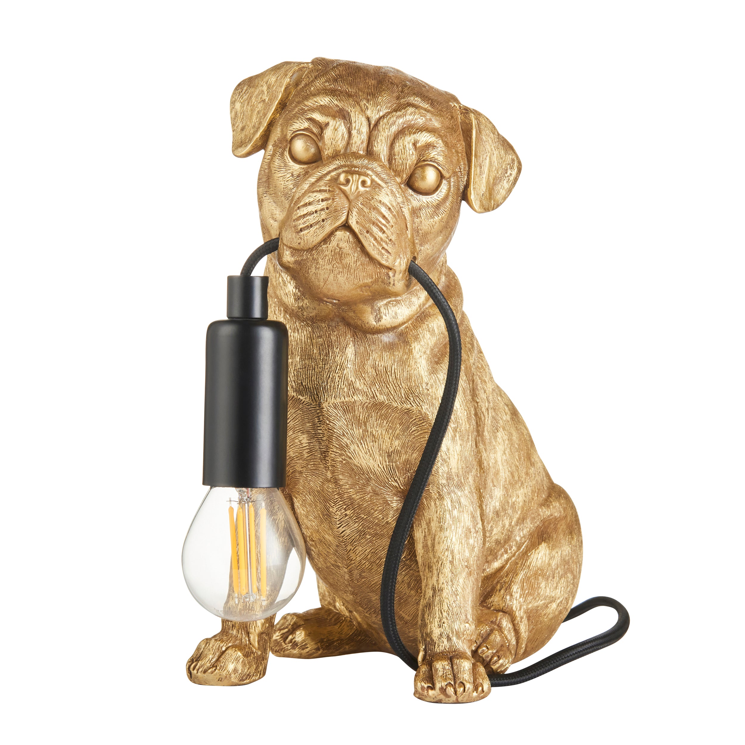 Pug Puppy Gold Dog Table Lamp