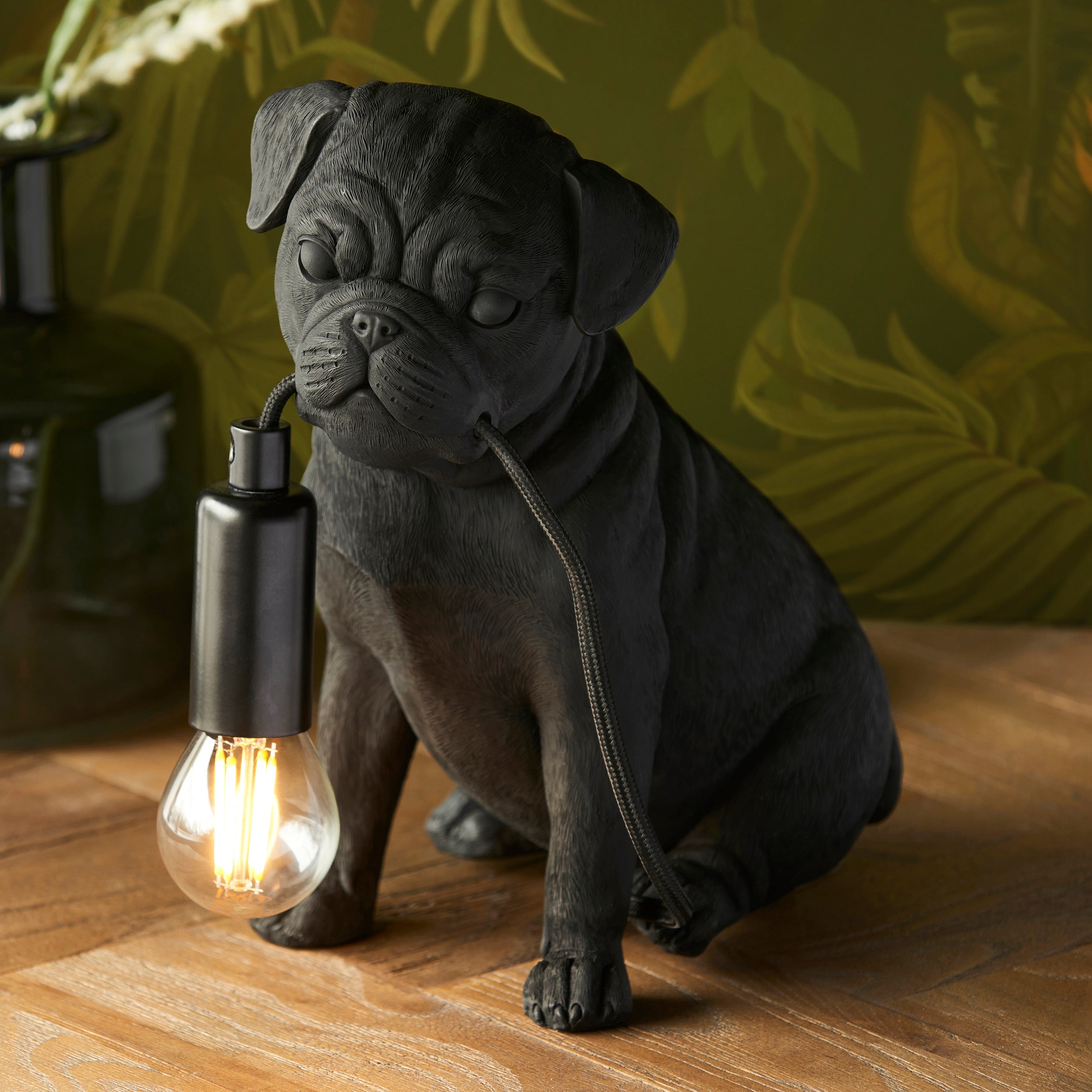 Pug Puppy Black Dog Table Lamp