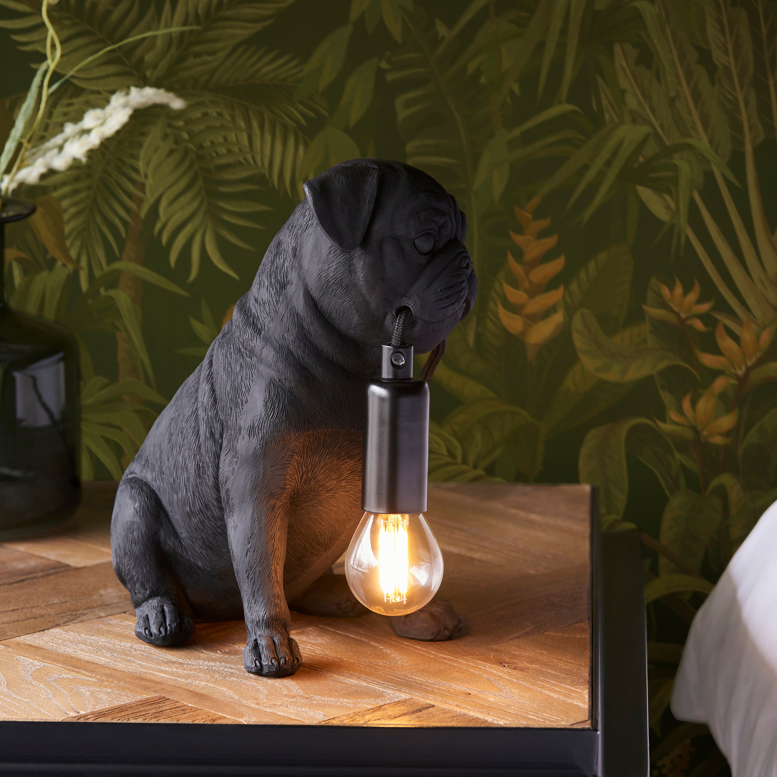 Pug Puppy Black Dog Table Lamp