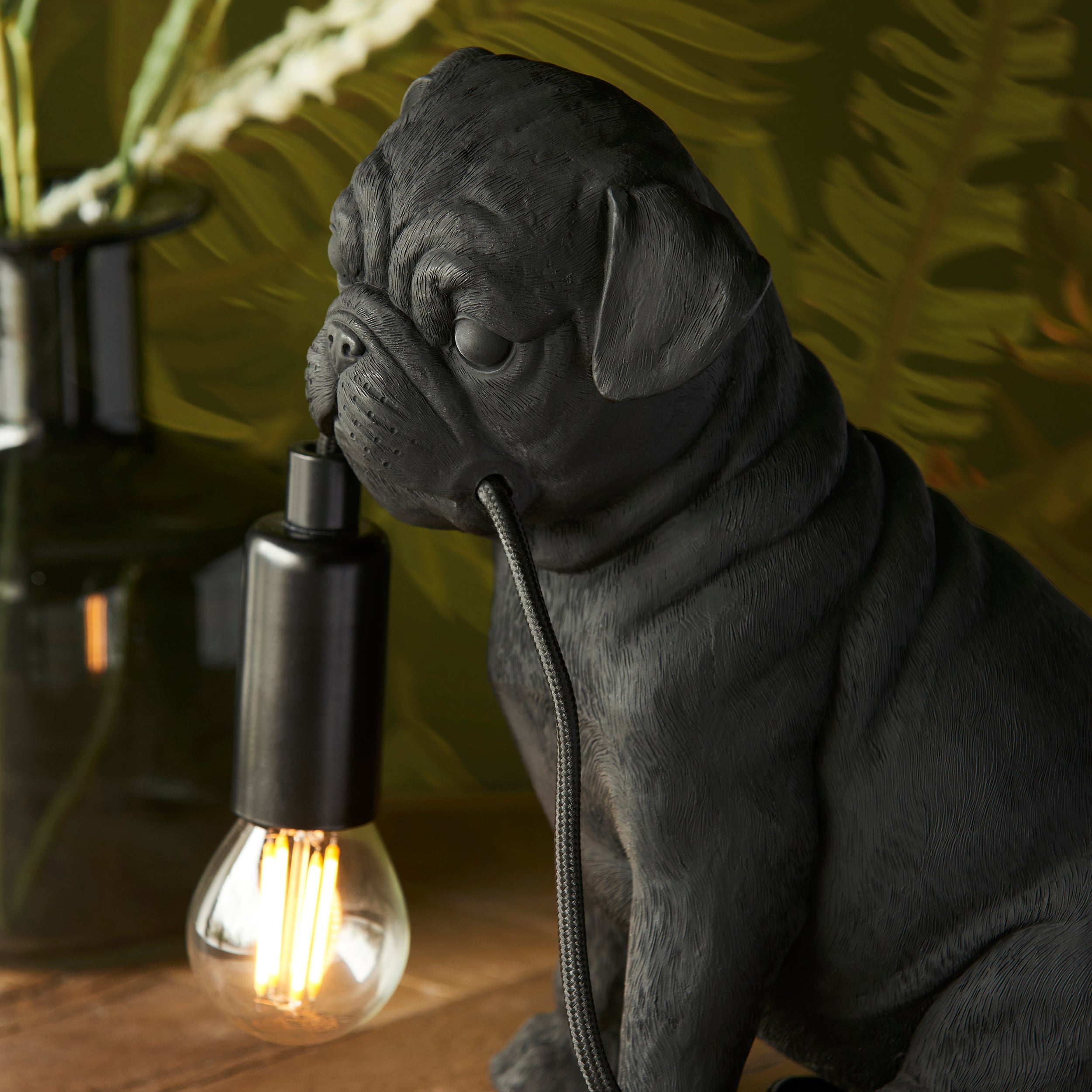 Pug Puppy Black Dog Table Lamp
