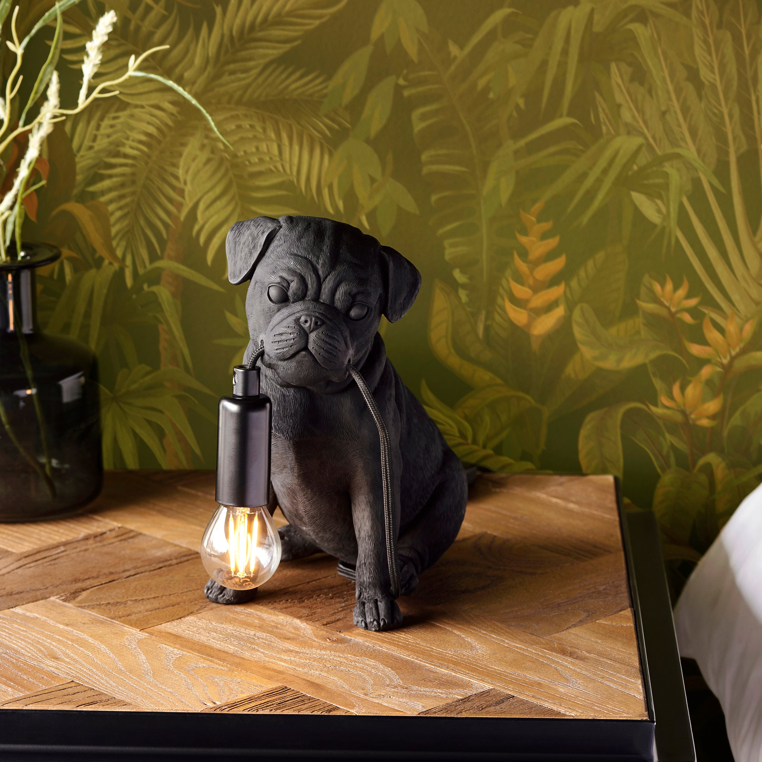 Pug Puppy Black Dog Table Lamp