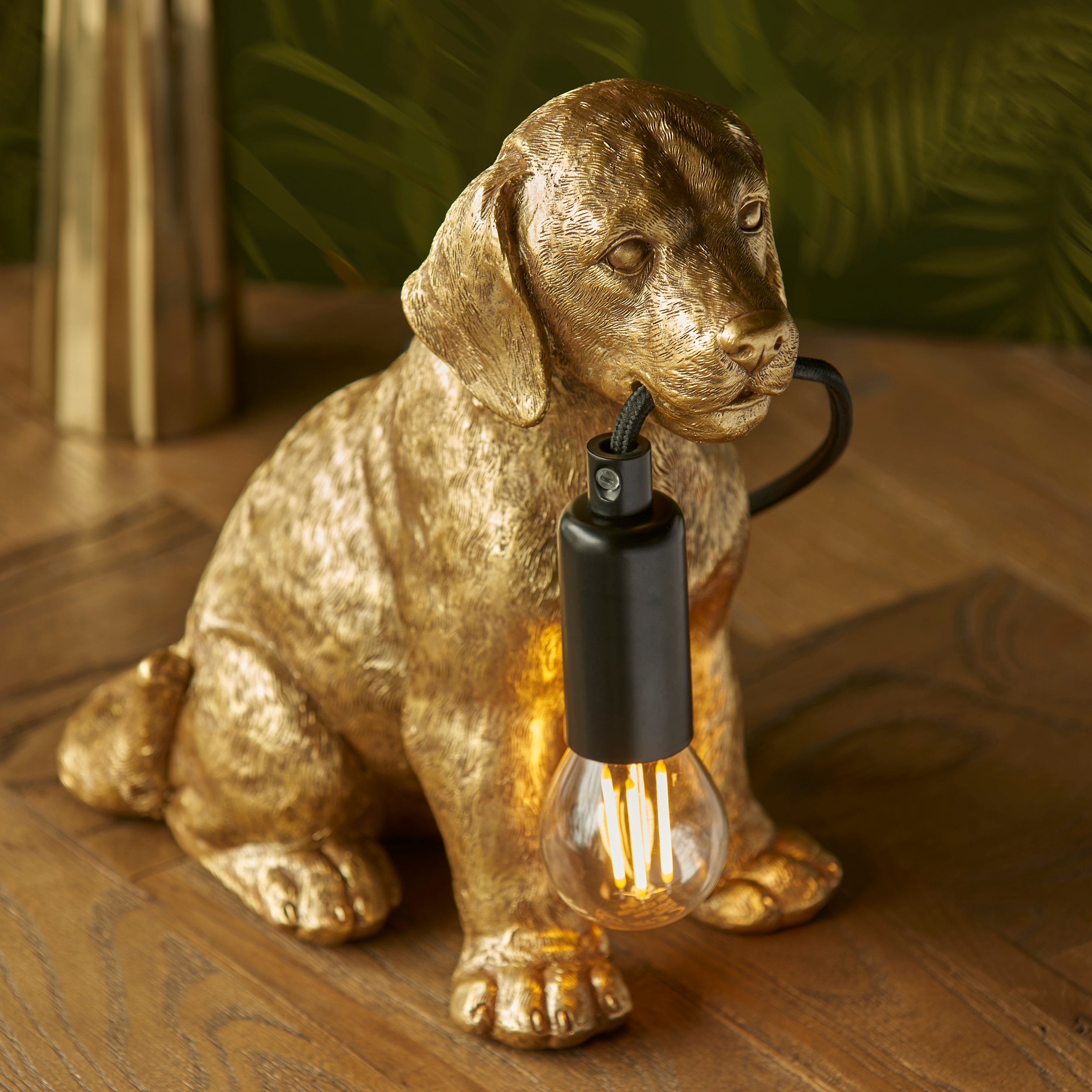 Labrador Puppy Gold Dog Table Lamp