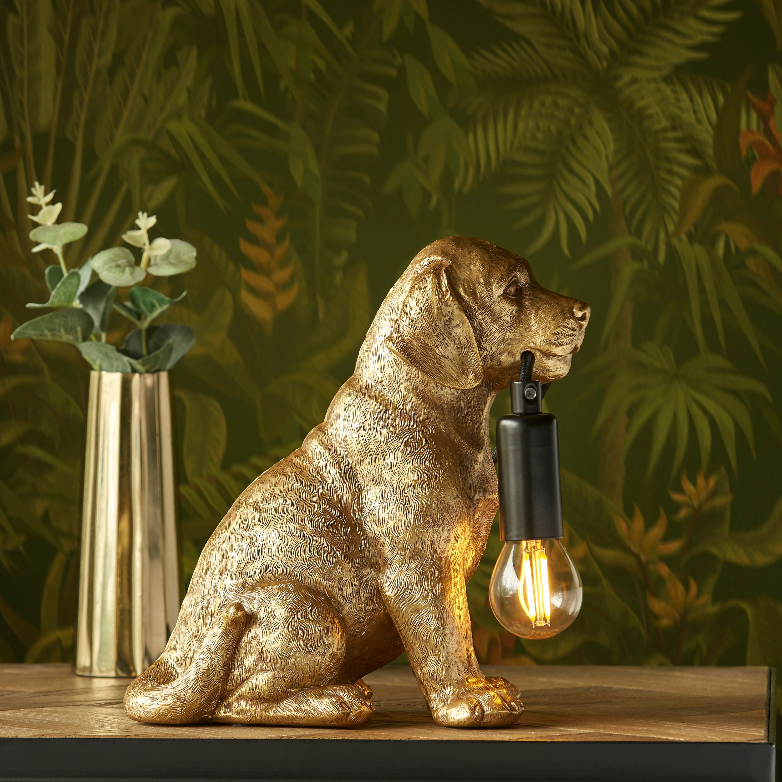 Labrador Puppy Gold Dog Table Lamp