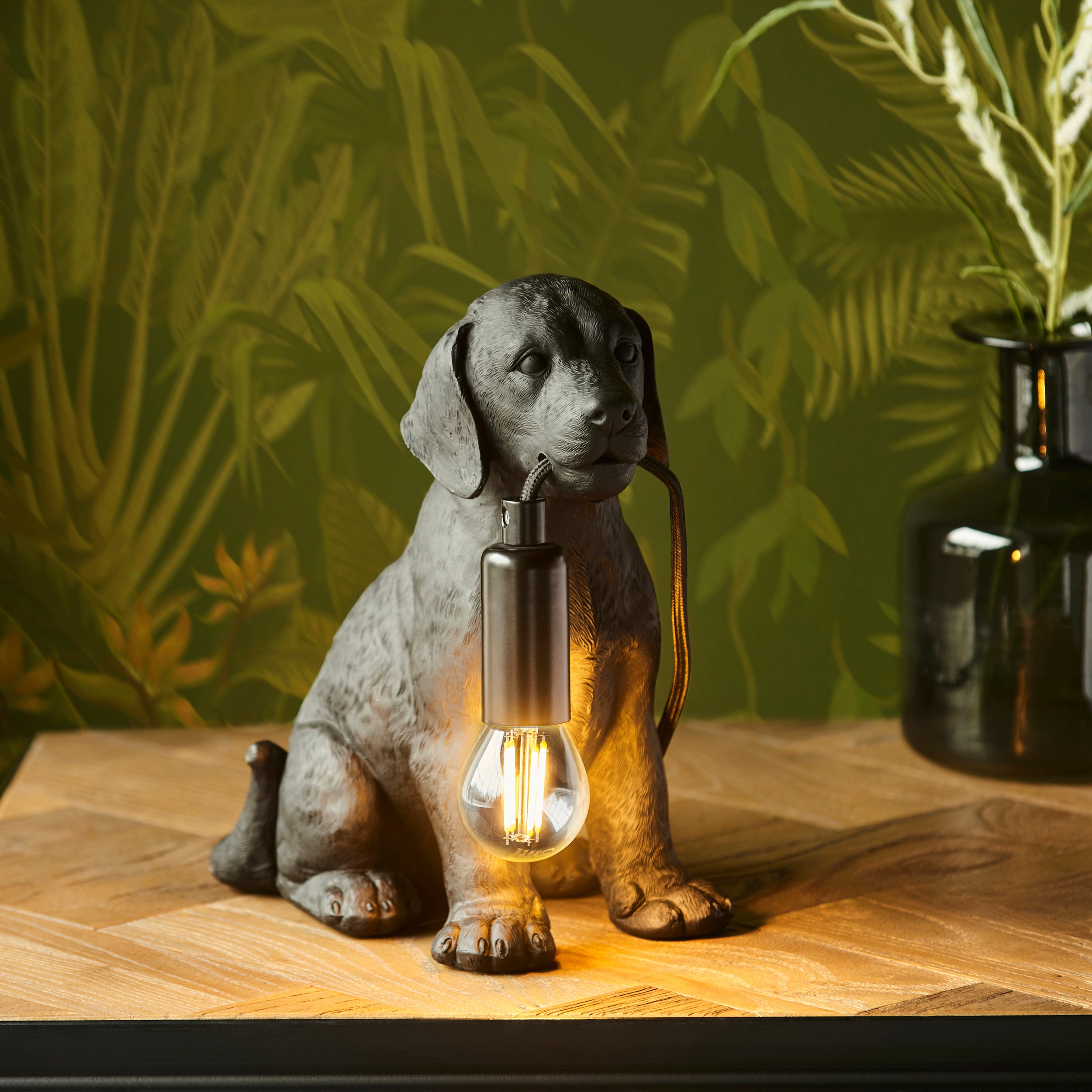 Labrador Puppy Black Dog Table Lamp