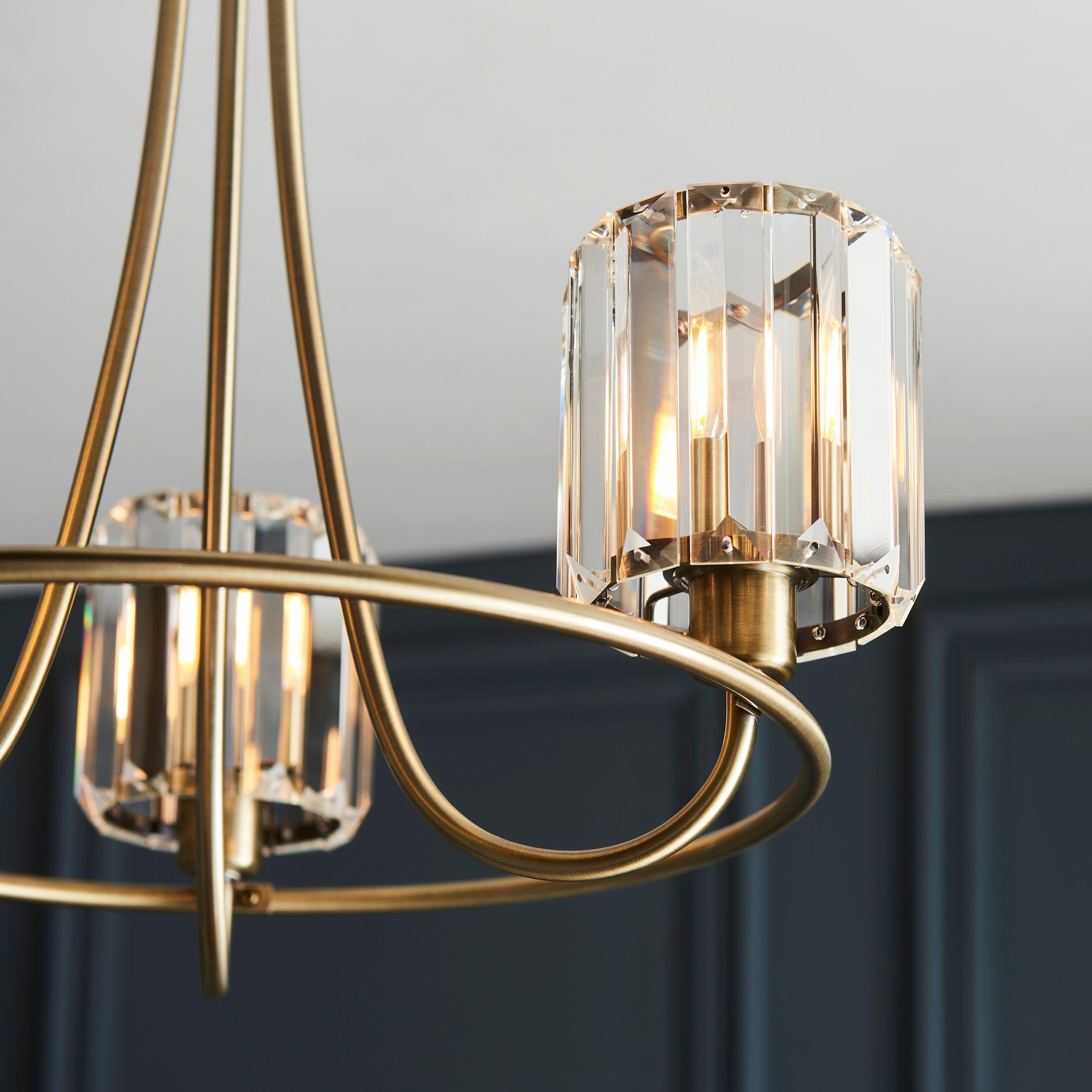 Berenice 3 Light Brass Semi Flush Ceiling Light-OPEN-BOX-BSL-200826