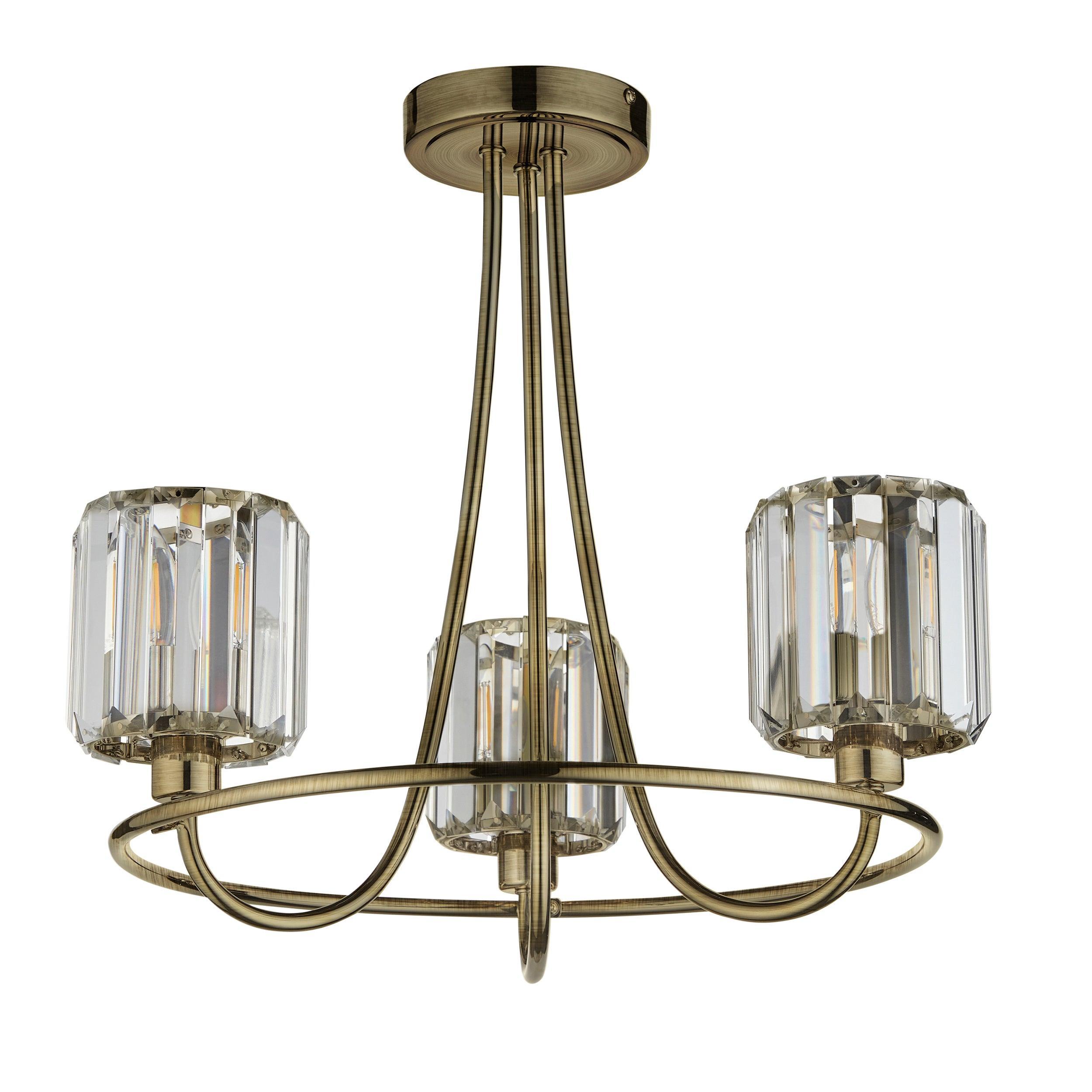 Endon Berenice 3 Light Brass Living Room Semi Flush Ceiling Light 107801_unlit
