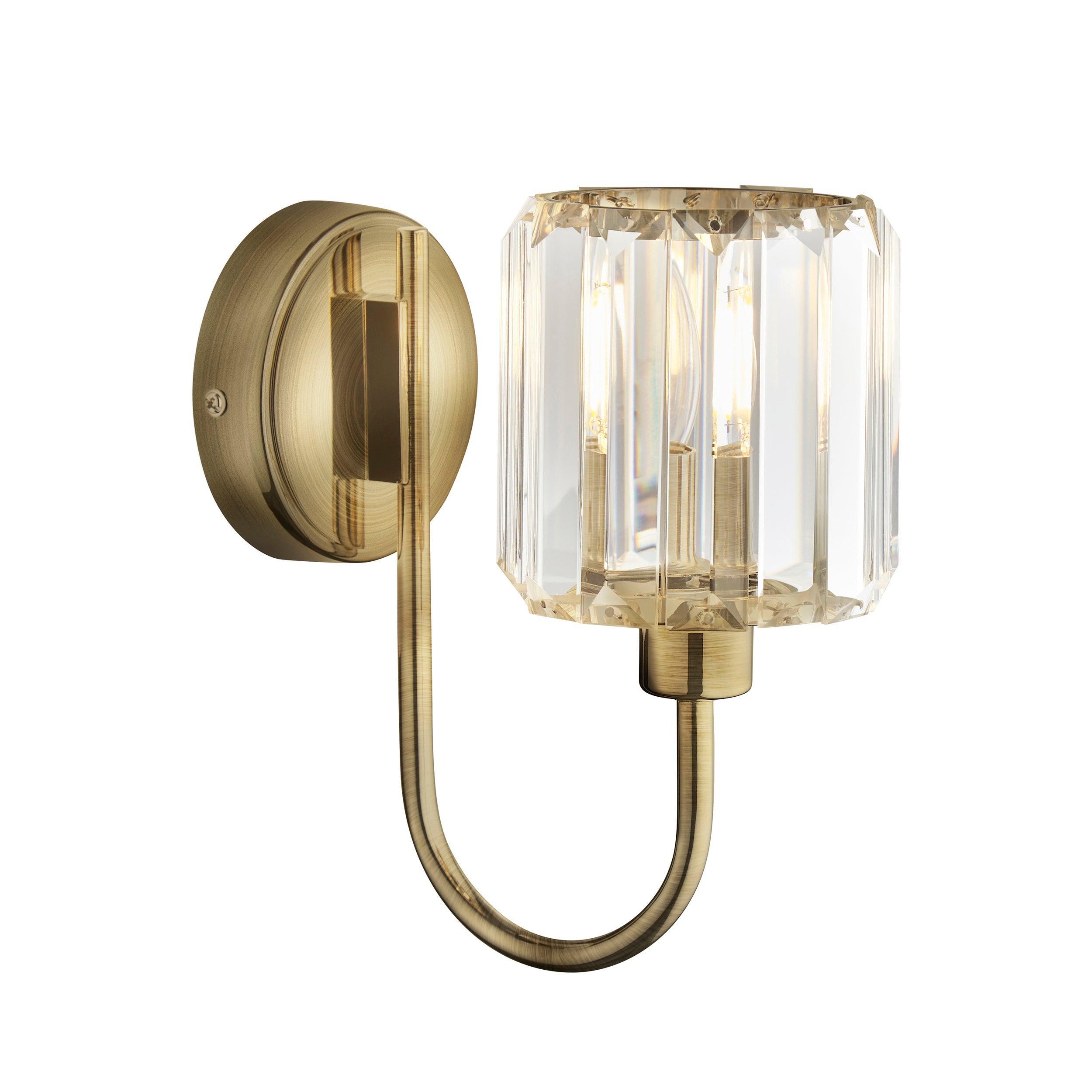 Berenice Brass Wall Light - Clear Cut Glass Shade-OPEN-BOX-310326