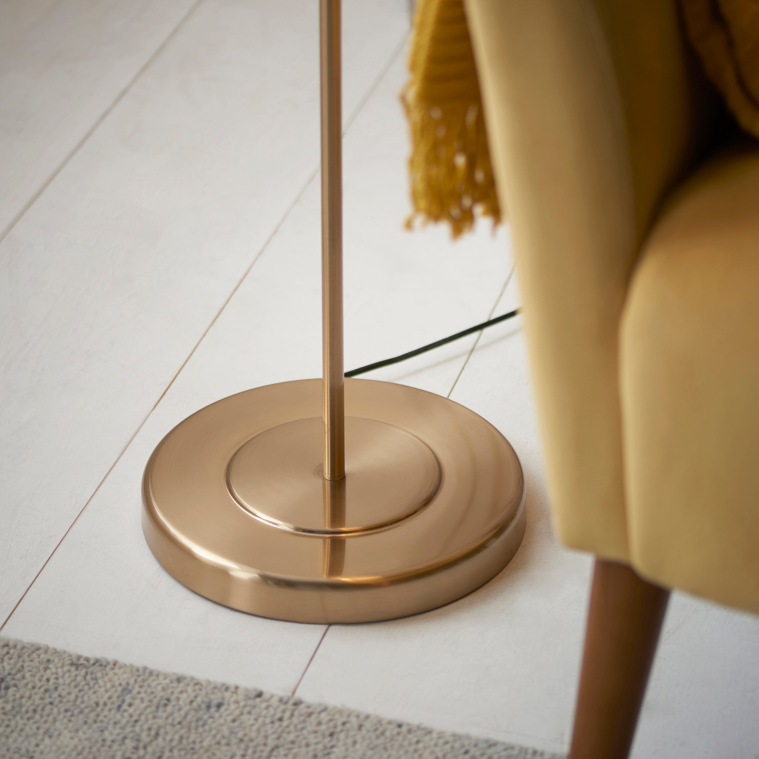 Clement Brass Floor Lamp With Natural Linen Shade