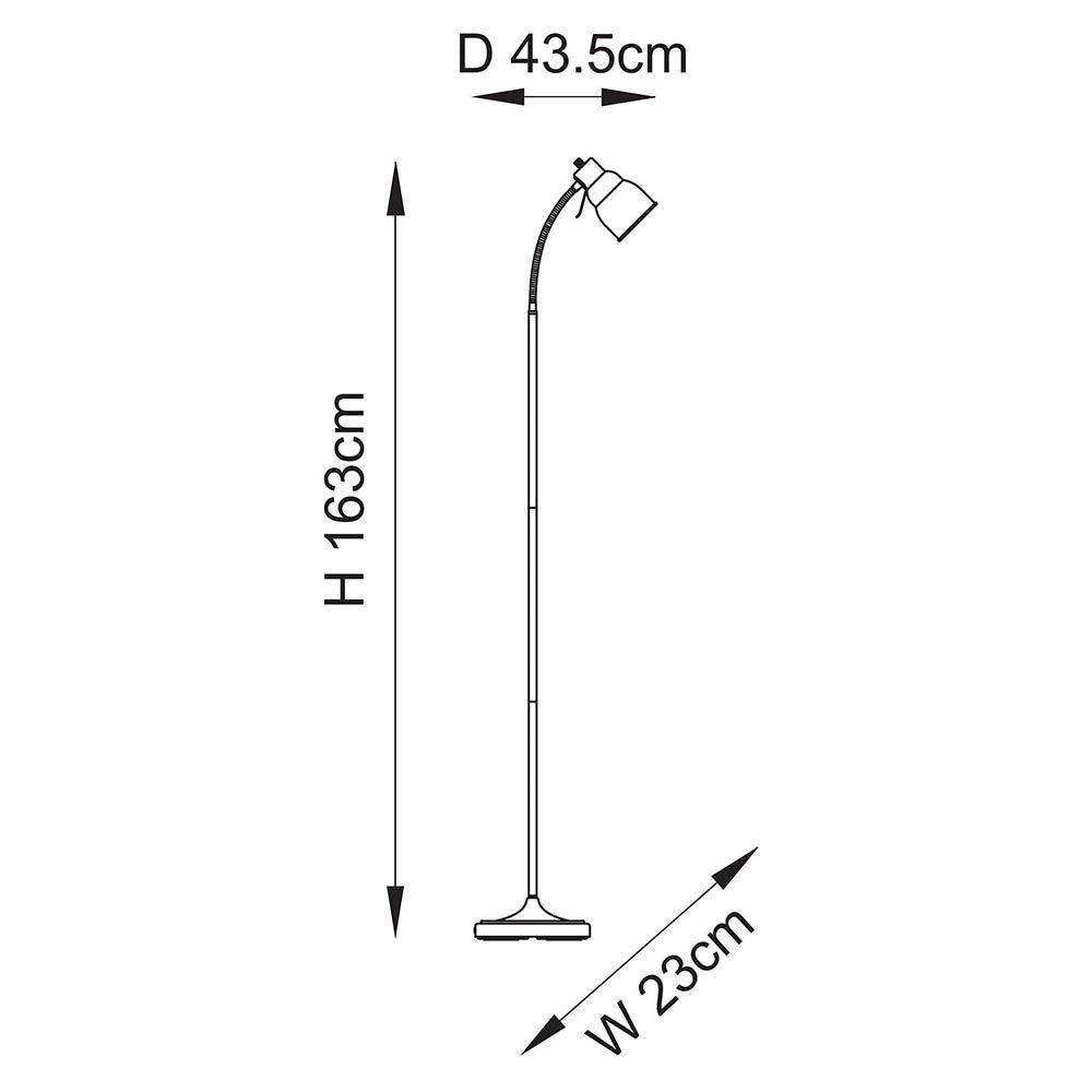 Classic Flexi Nickel Reader Floor Lamp — rear fitting detail